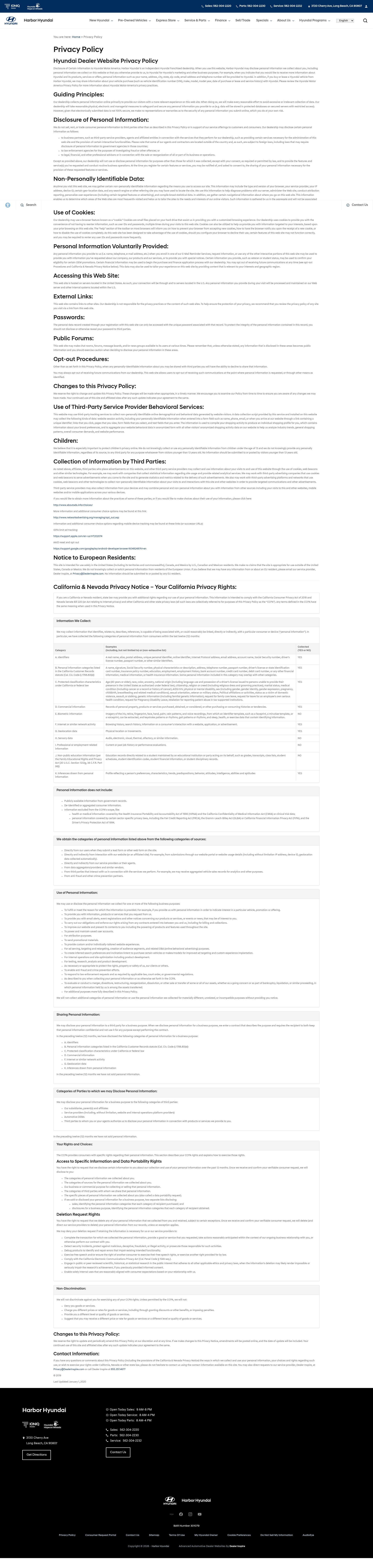Screenshot of harbor-hyundai.com