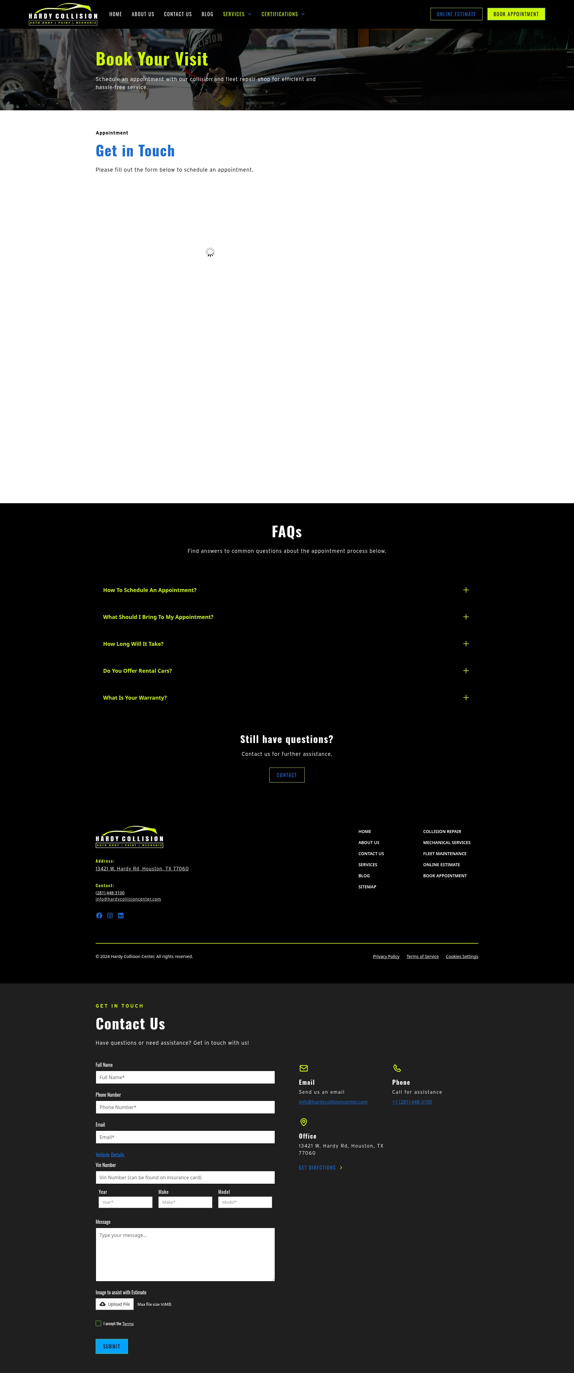 Screenshot of hardycollisioncenter.com