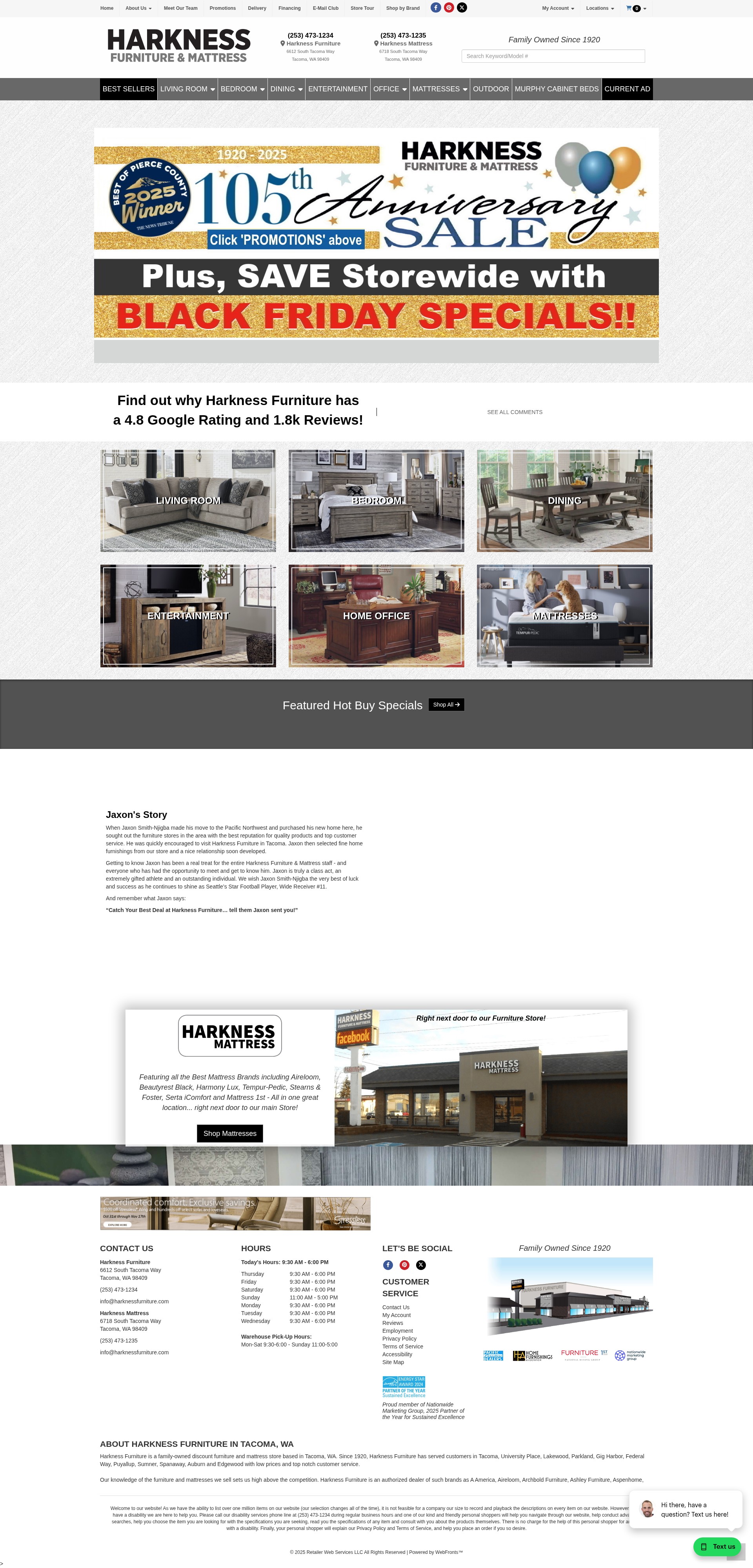 Screenshot of harknessfurniture.com