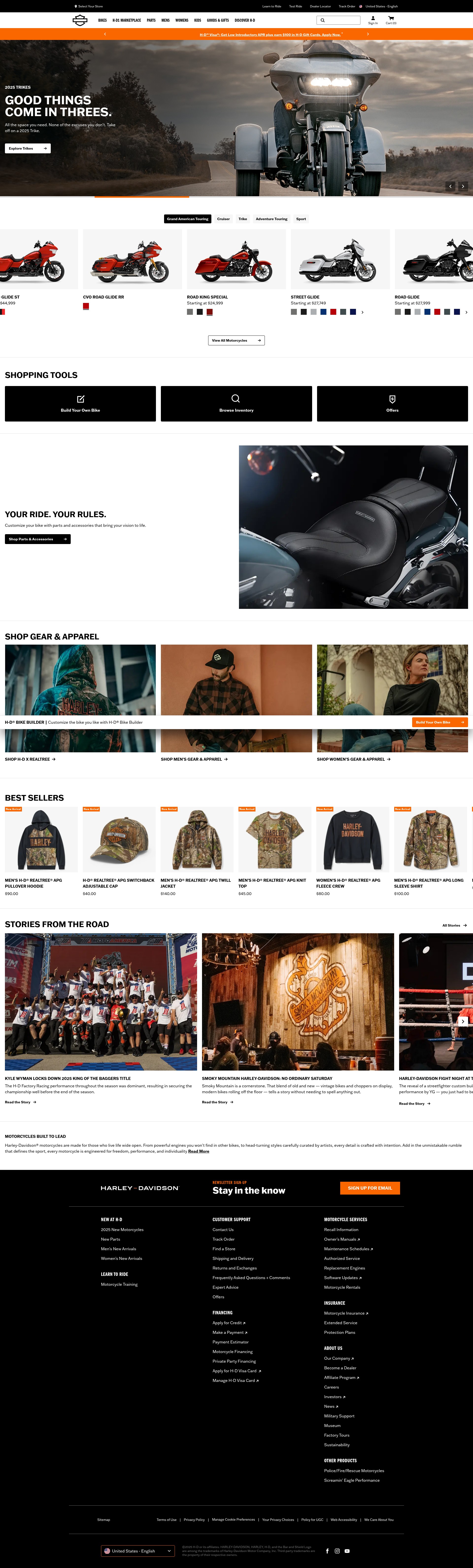 Screenshot of harley-davidson.com
