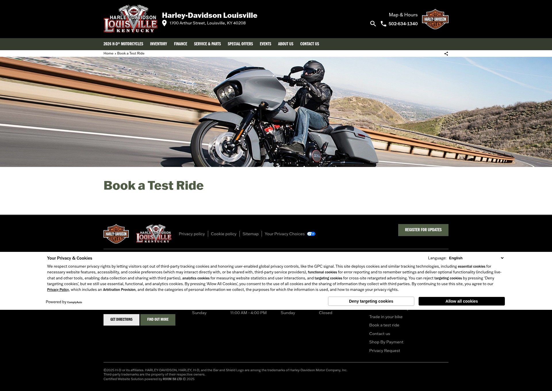 Screenshot of harleydavidsonlouisville.com