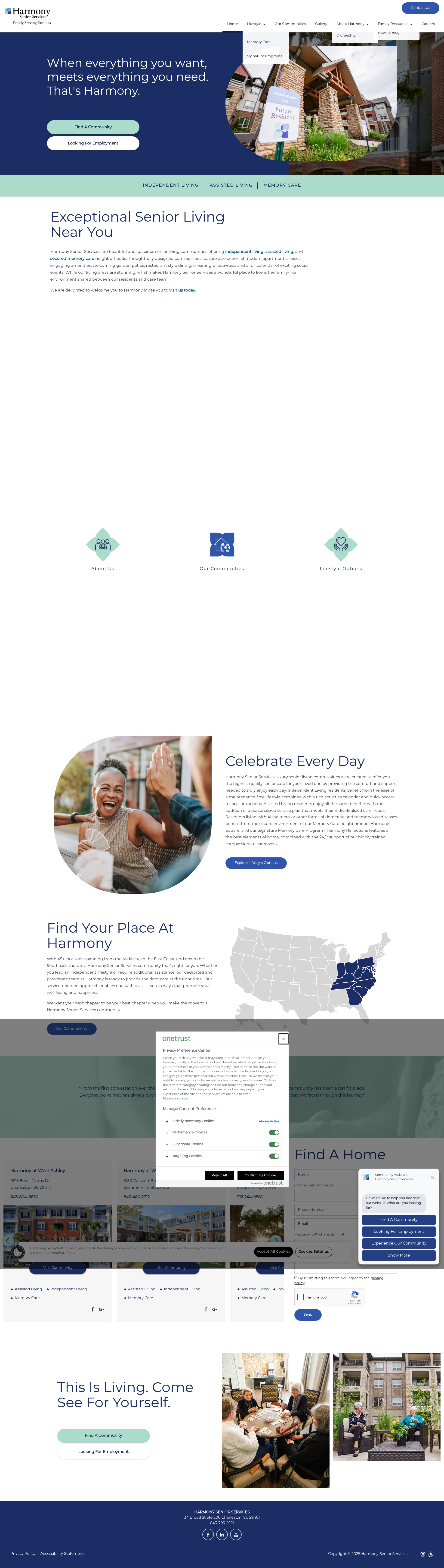Screenshot of harmonyseniorservices.com