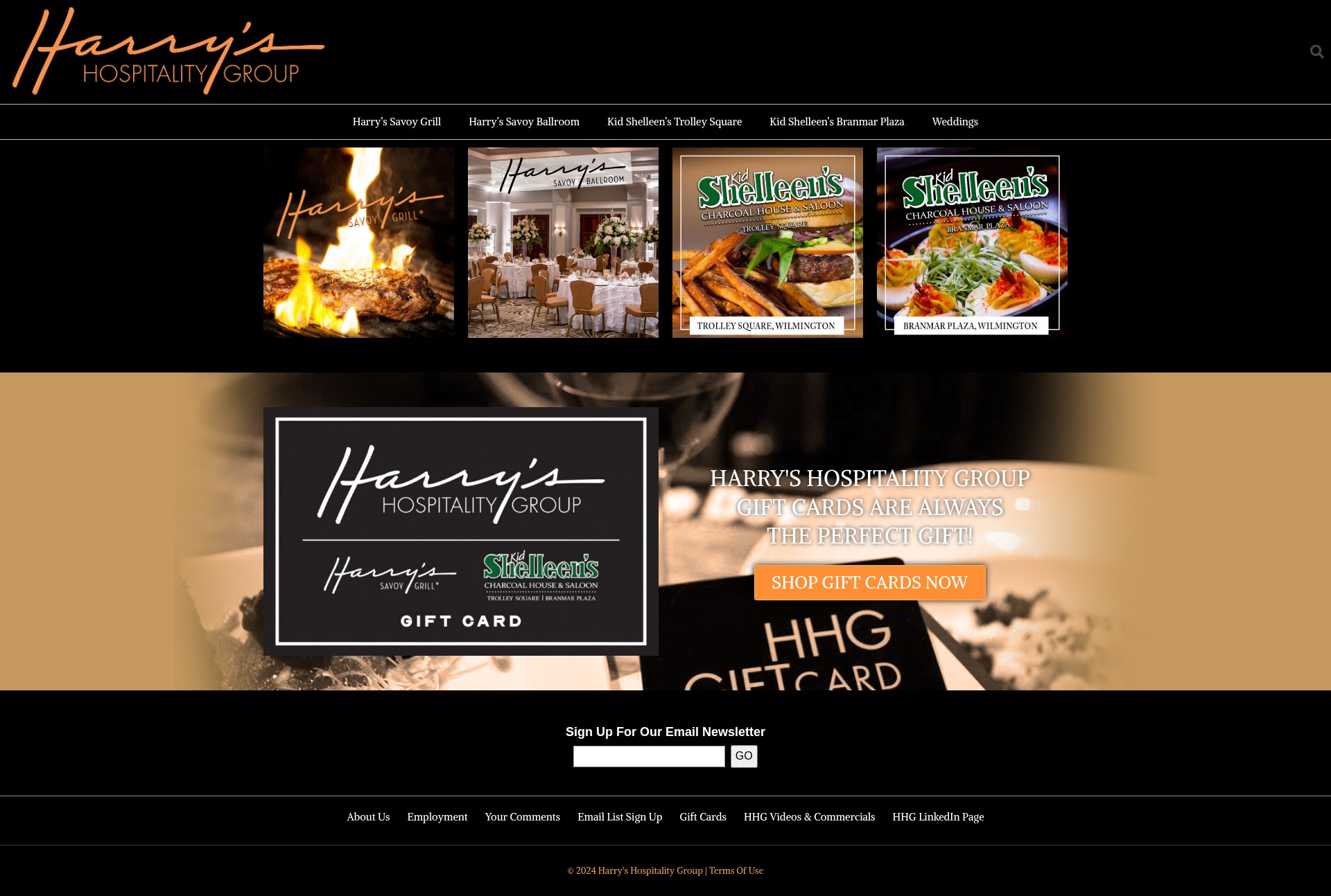 Screenshot of harryshospitalitygroup.com