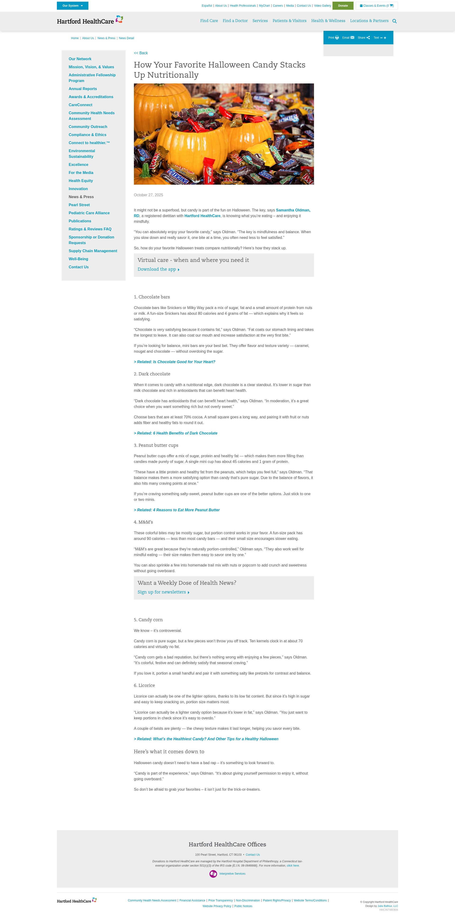 Screenshot of hartfordhealthcare.org