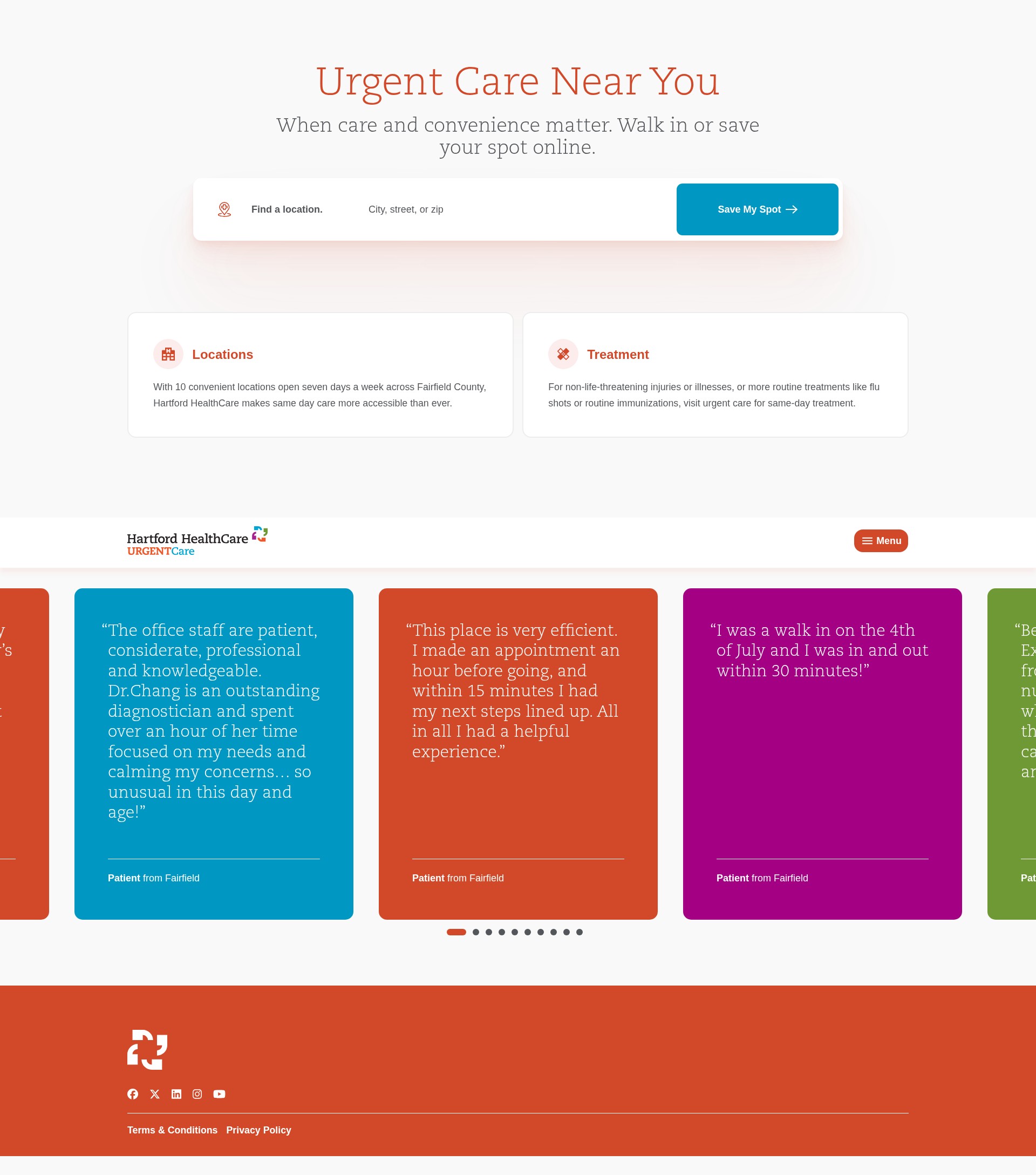Screenshot of hartfordhealthcareurgentcare.org