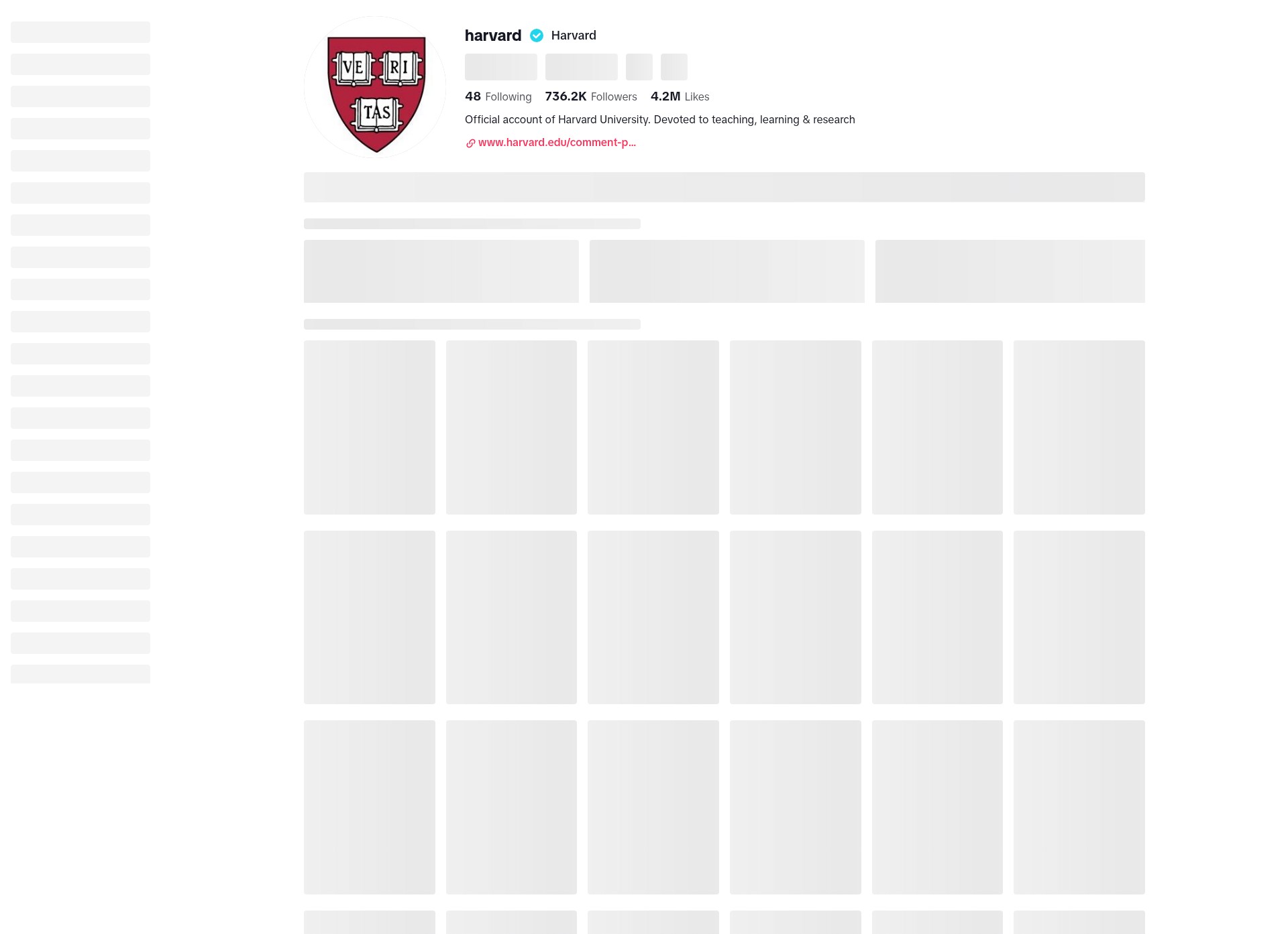 Screenshot of harvard.edu