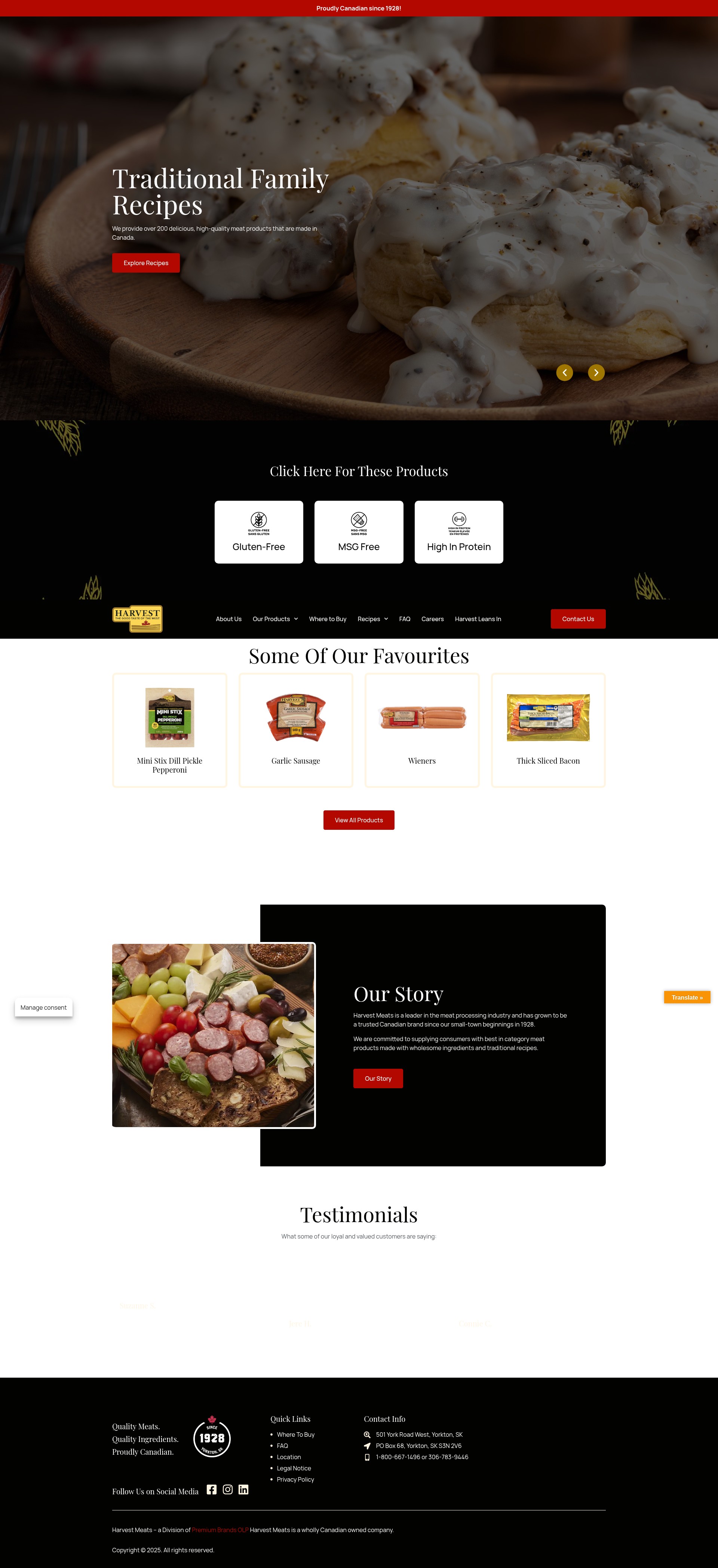 Screenshot of harvestmeats.ca