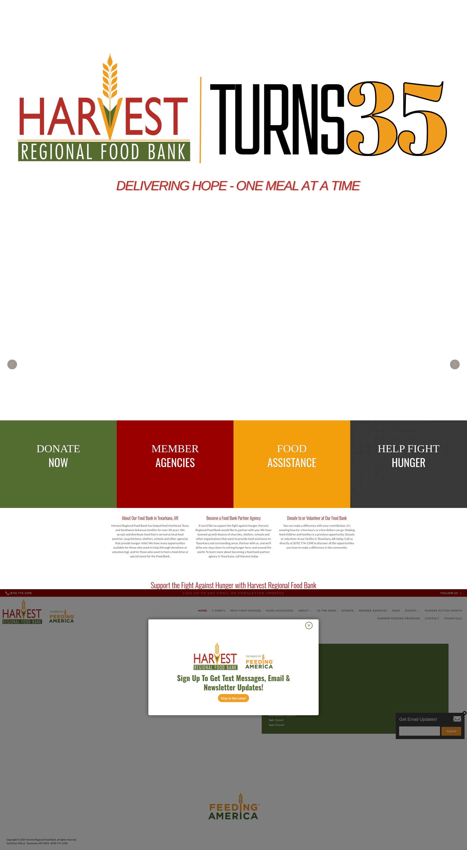 Screenshot of harvestregionalfoodbank.org