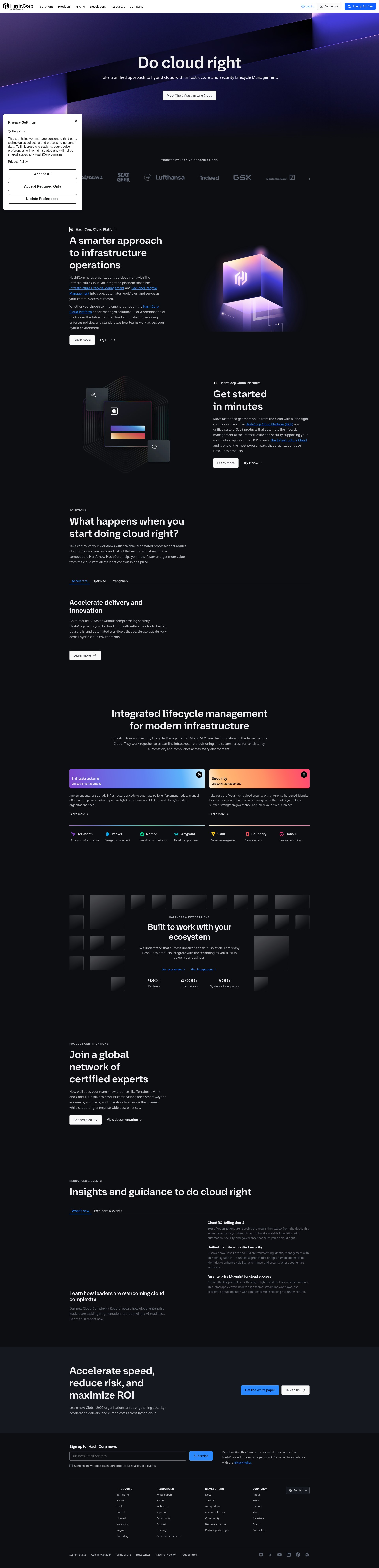 Screenshot of hashicorp.com