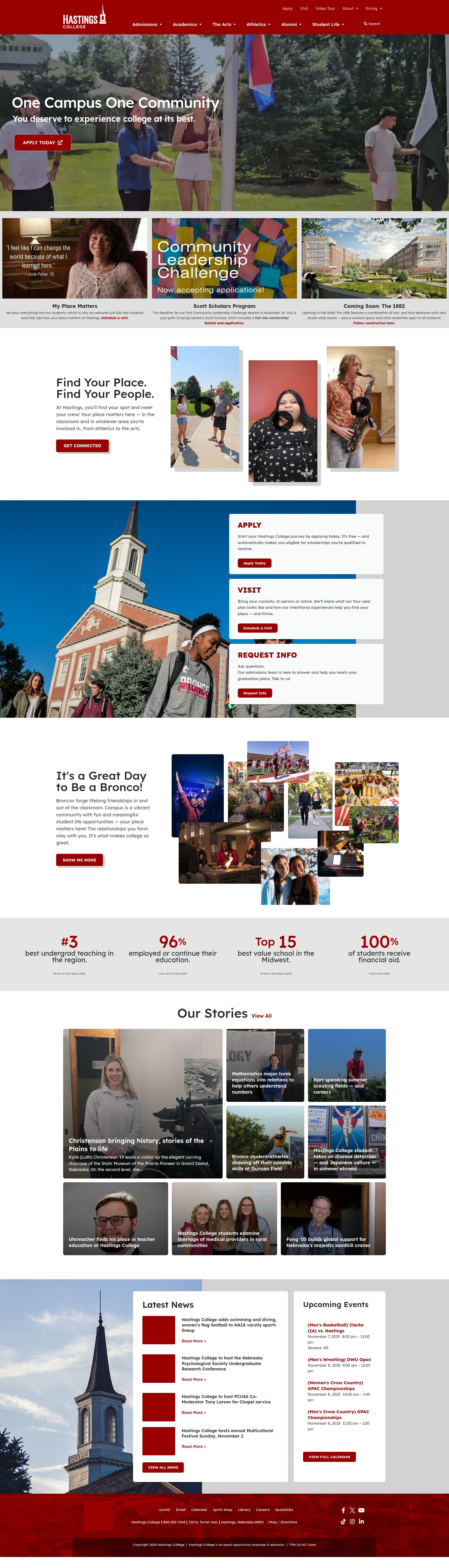 Screenshot of hastings.edu
