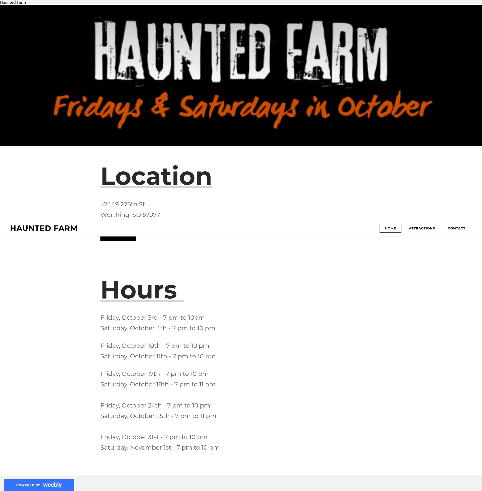 Screenshot of hauntedfarmsd.weebly.com