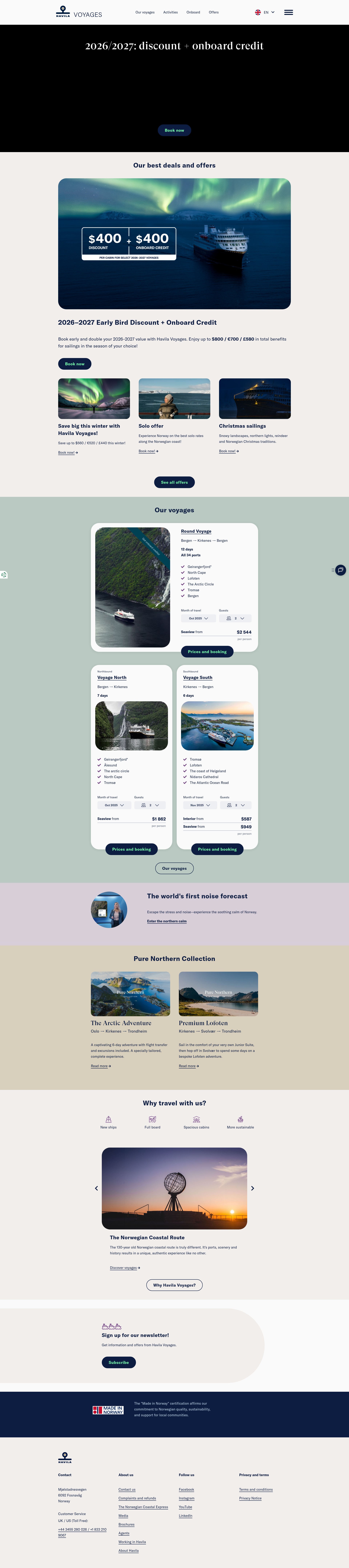 Screenshot of havilavoyages.com