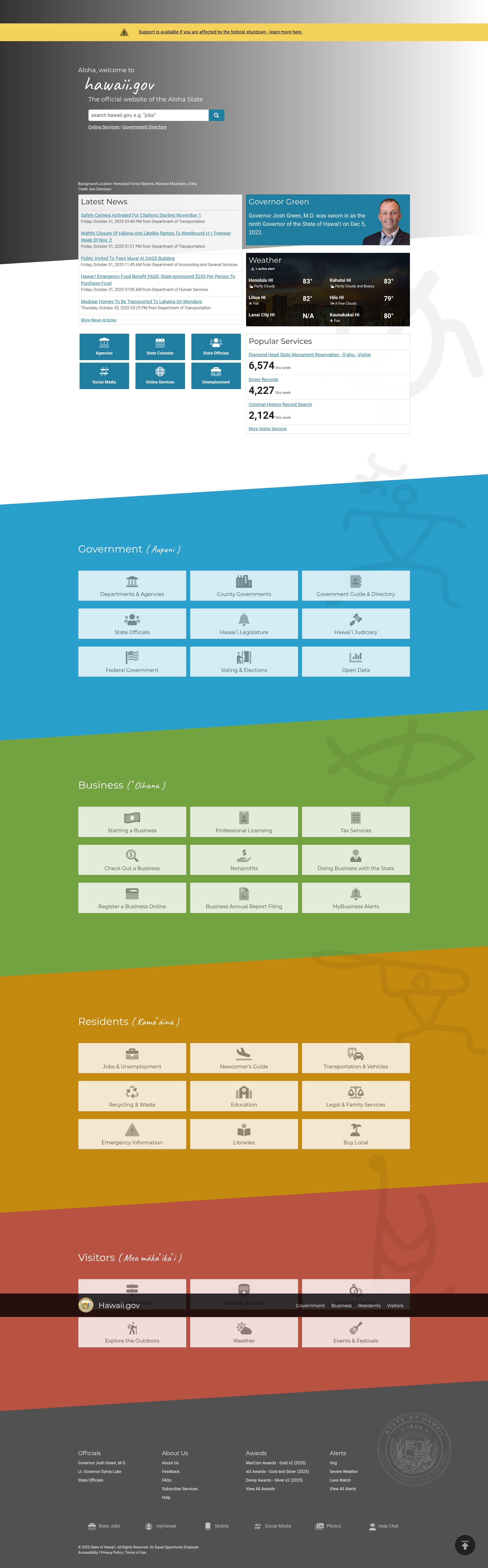 Screenshot of hawaii.gov