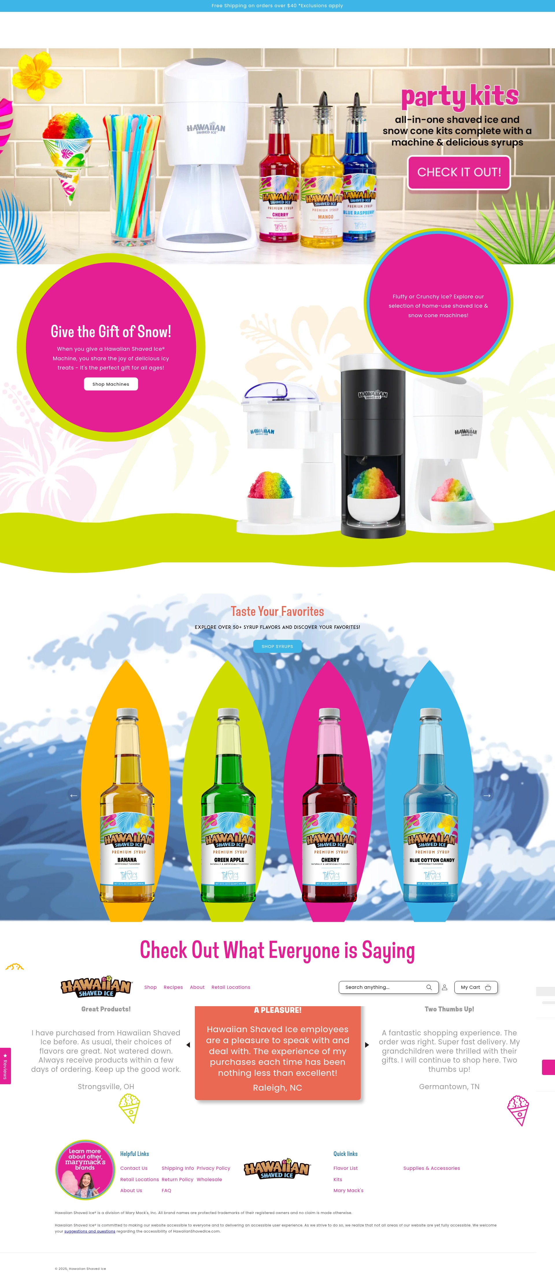 Screenshot of hawaiianshavedice.com