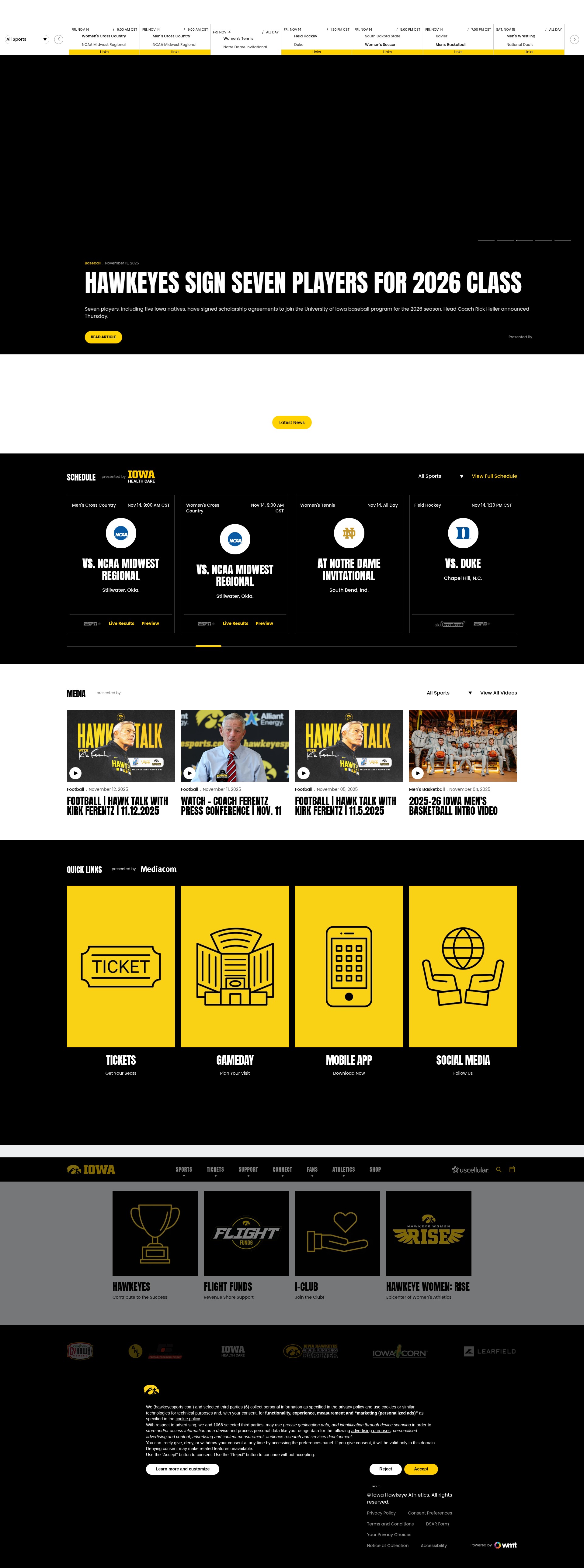 Screenshot of hawkeyesports.com