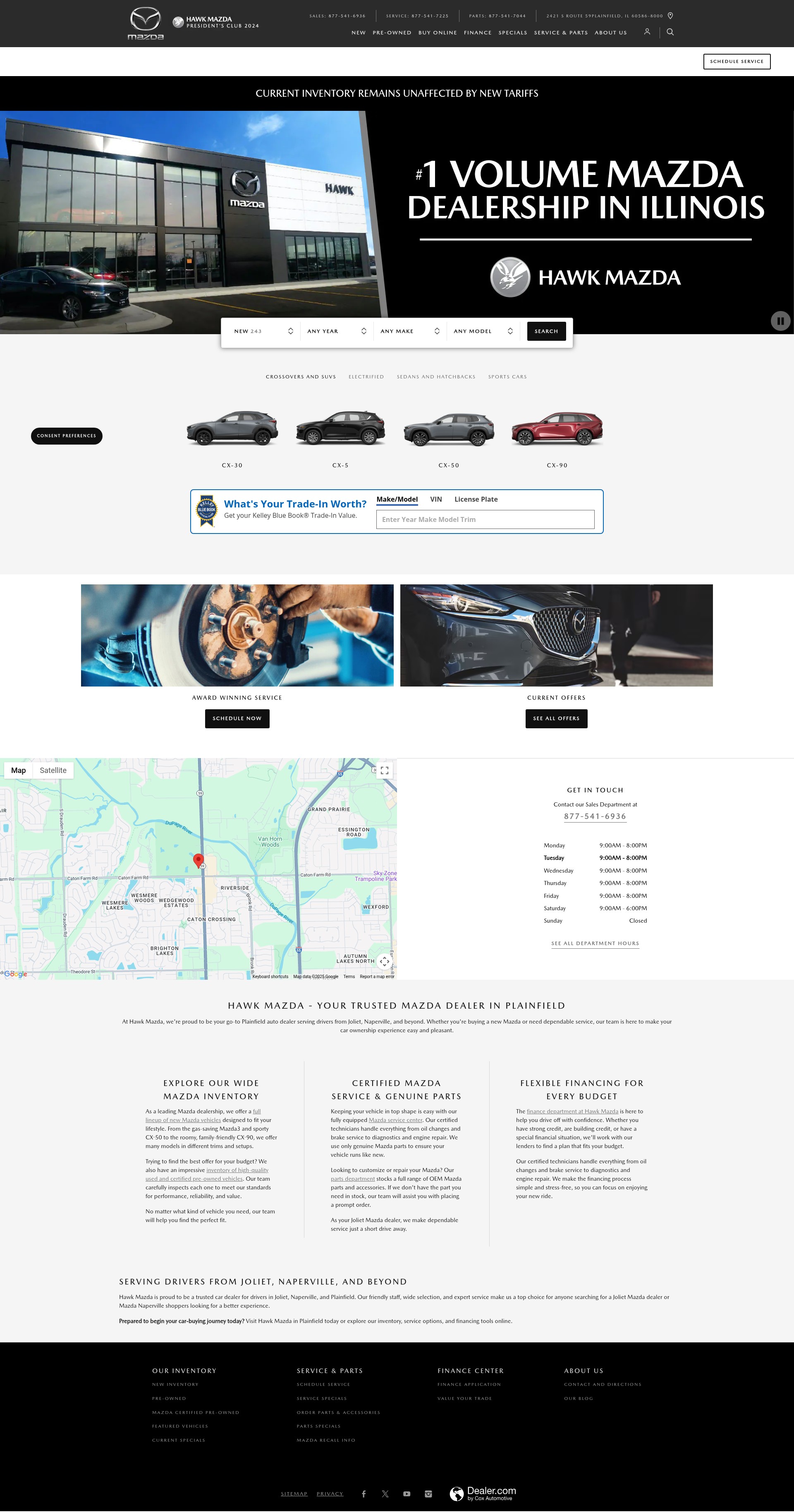 Screenshot of hawkmazda.com