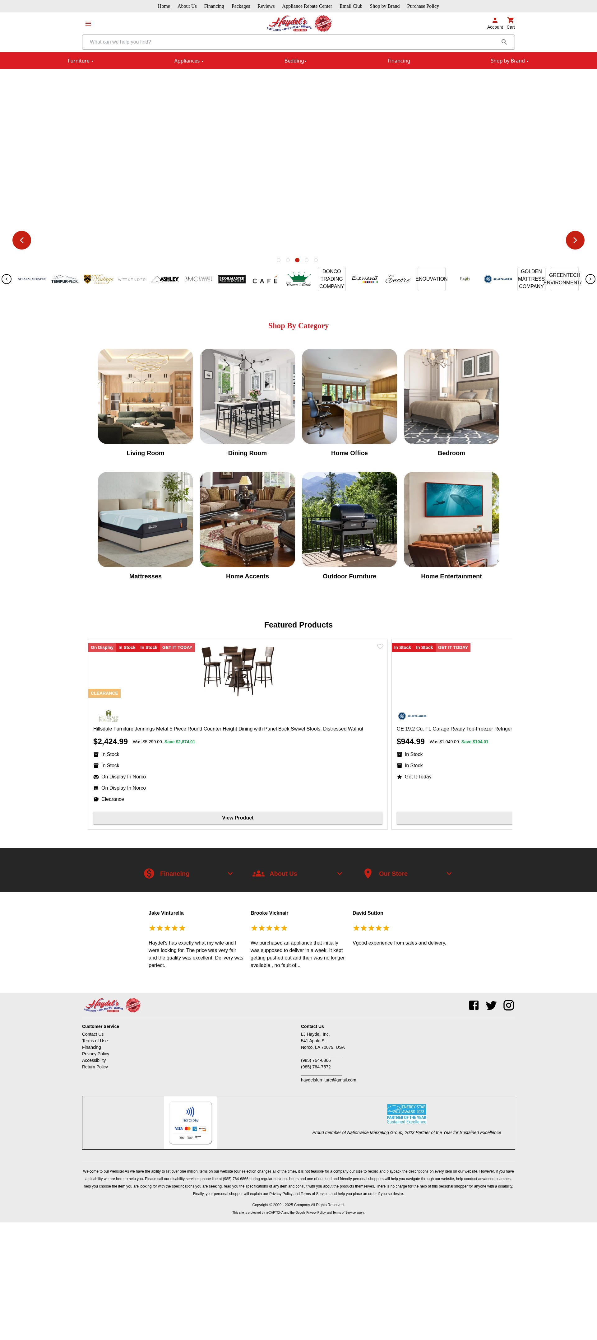 Screenshot of haydelsfurniture.com