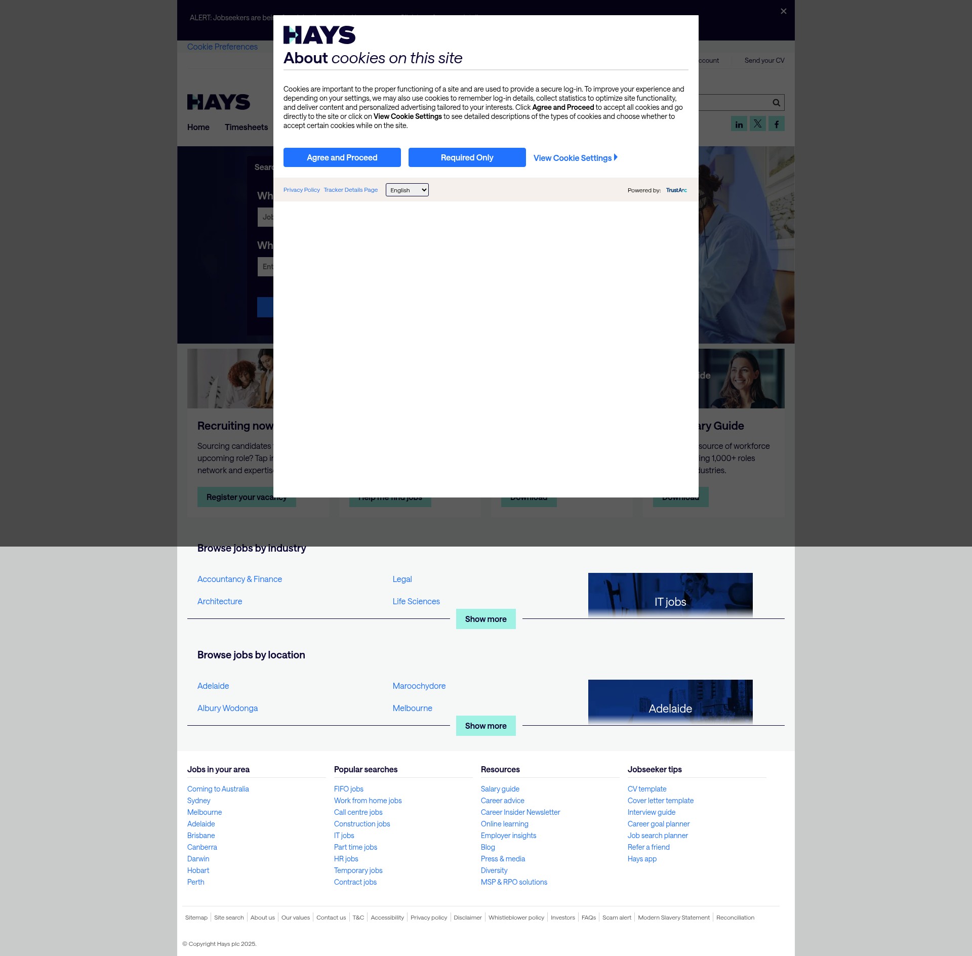 Screenshot of hays.com.au
