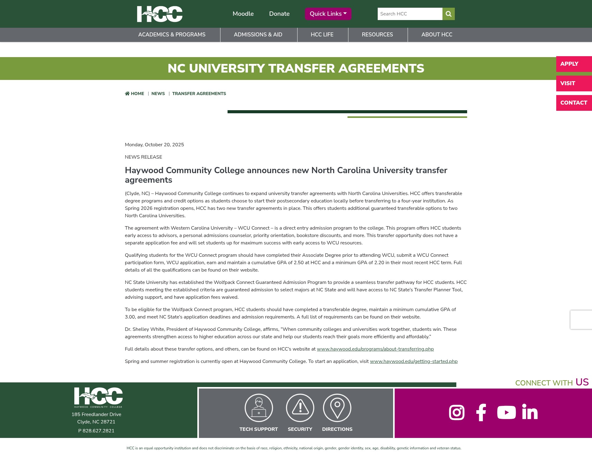 Screenshot of haywood.edu