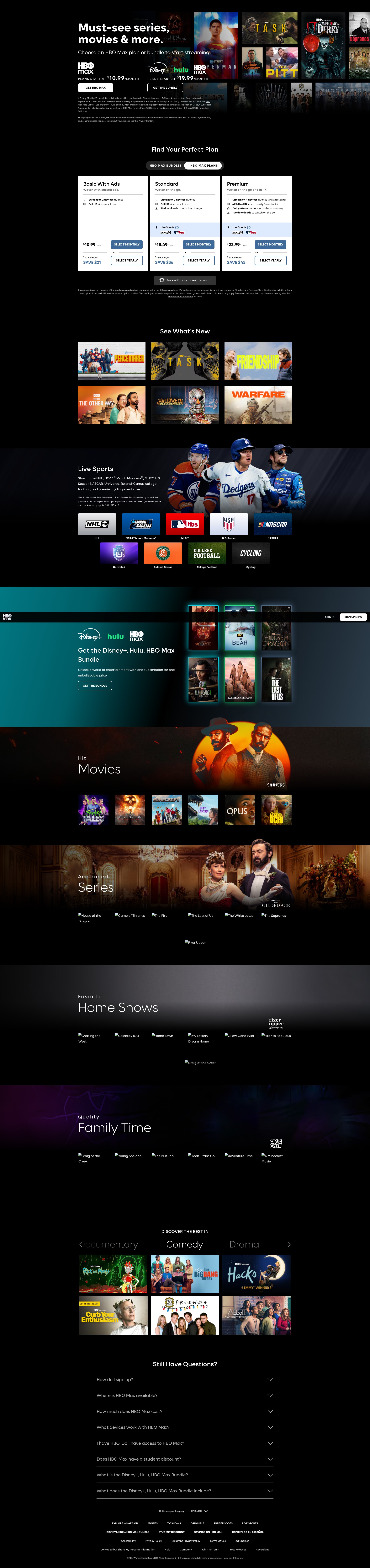 Screenshot of hbomax.com