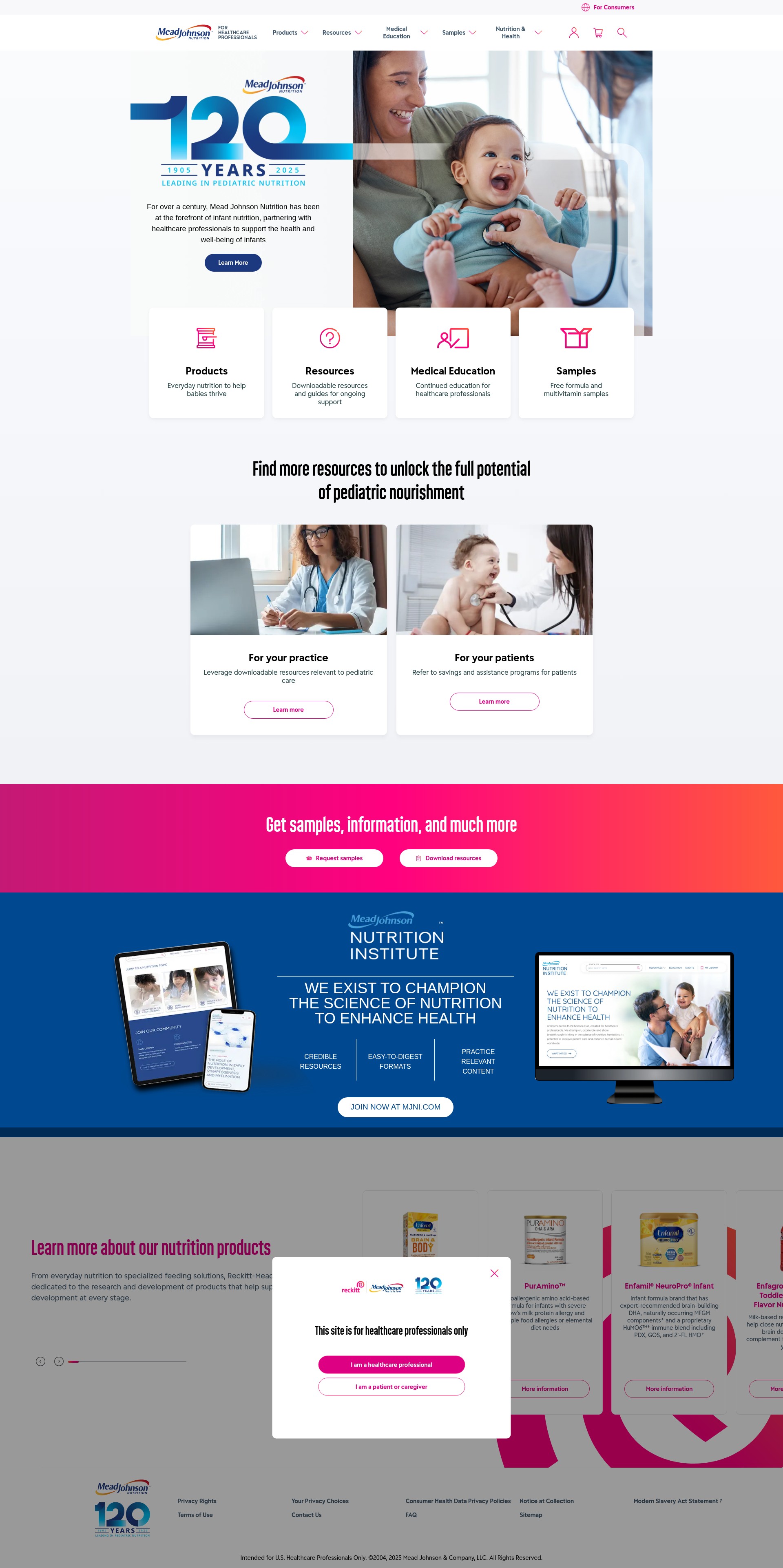 Screenshot of hcp.meadjohnson.com