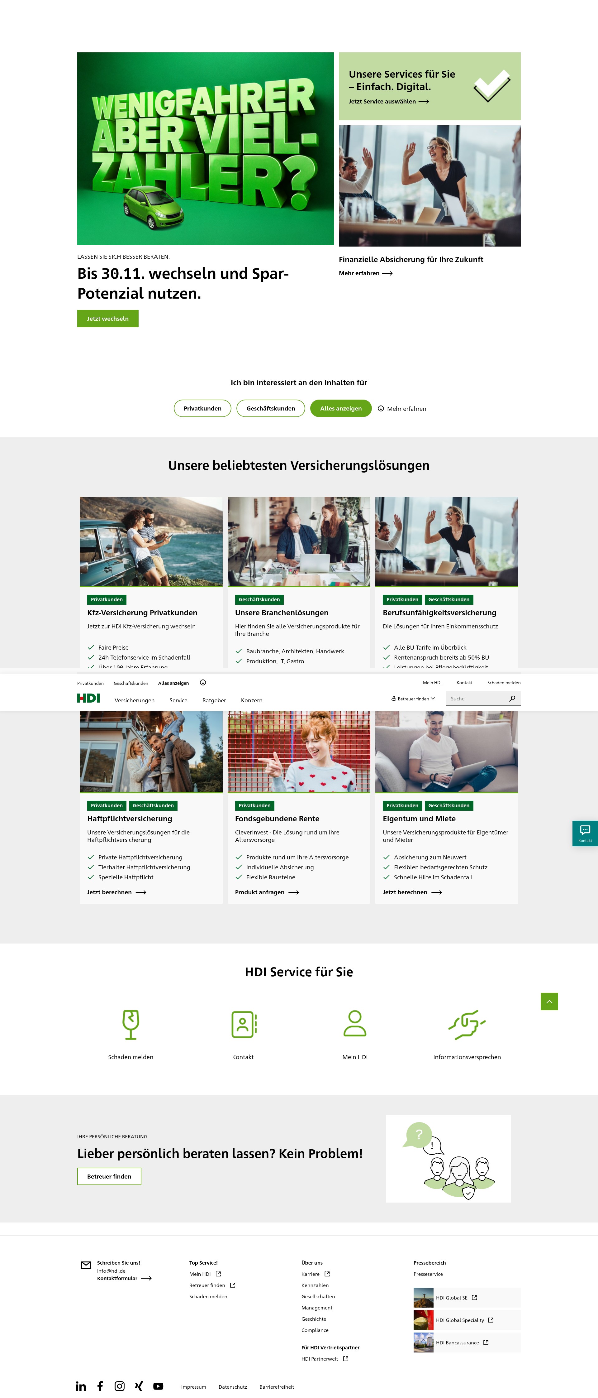 Screenshot of hdi.de