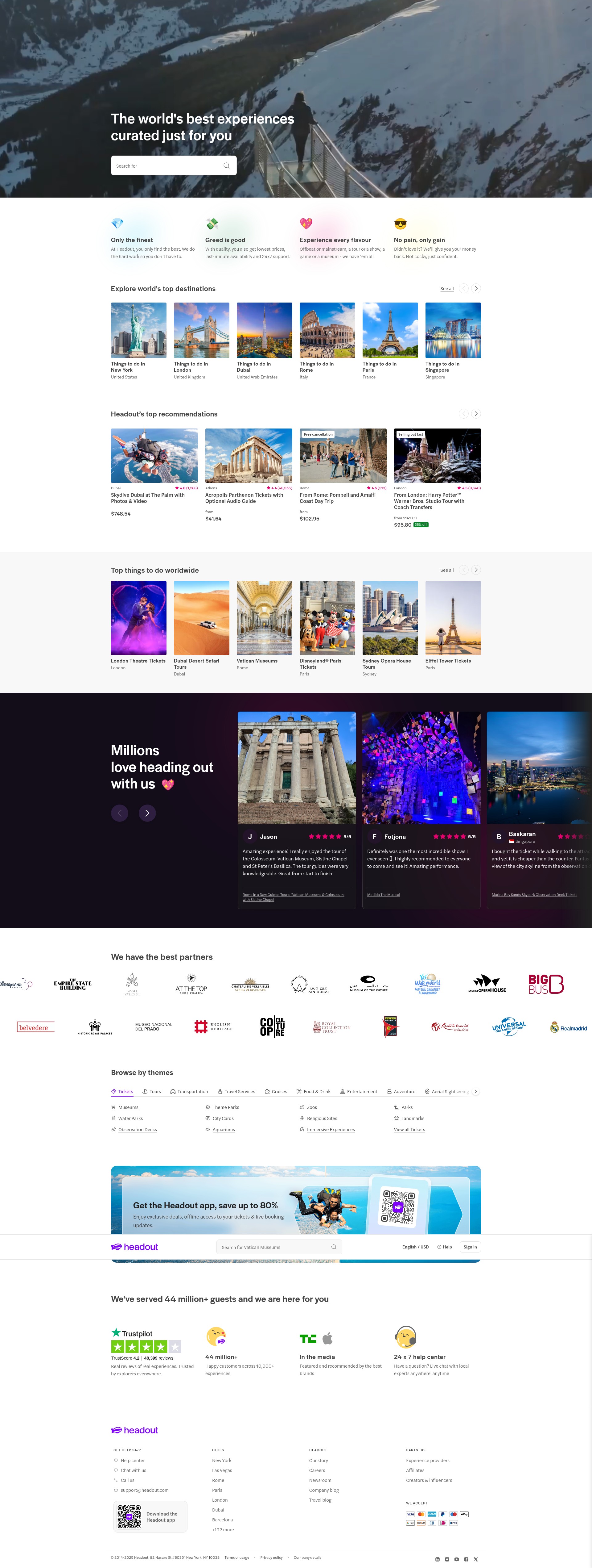 Screenshot of headout.com