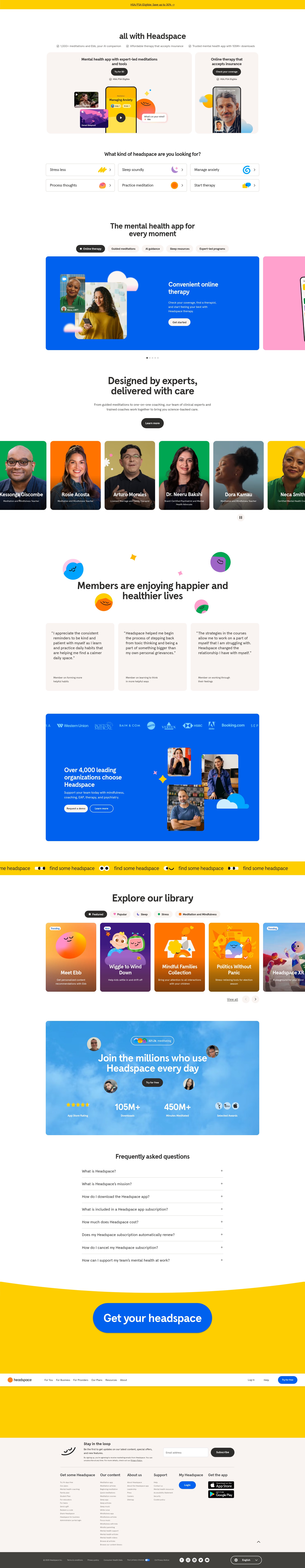 Screenshot of headspace.com