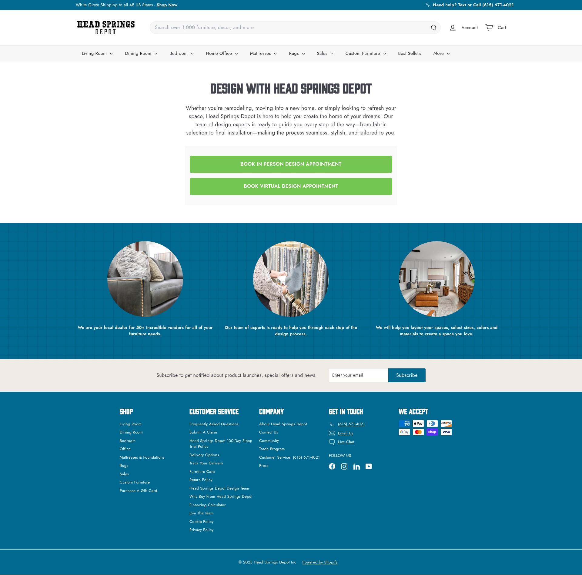 Screenshot of headspringsdepot.com