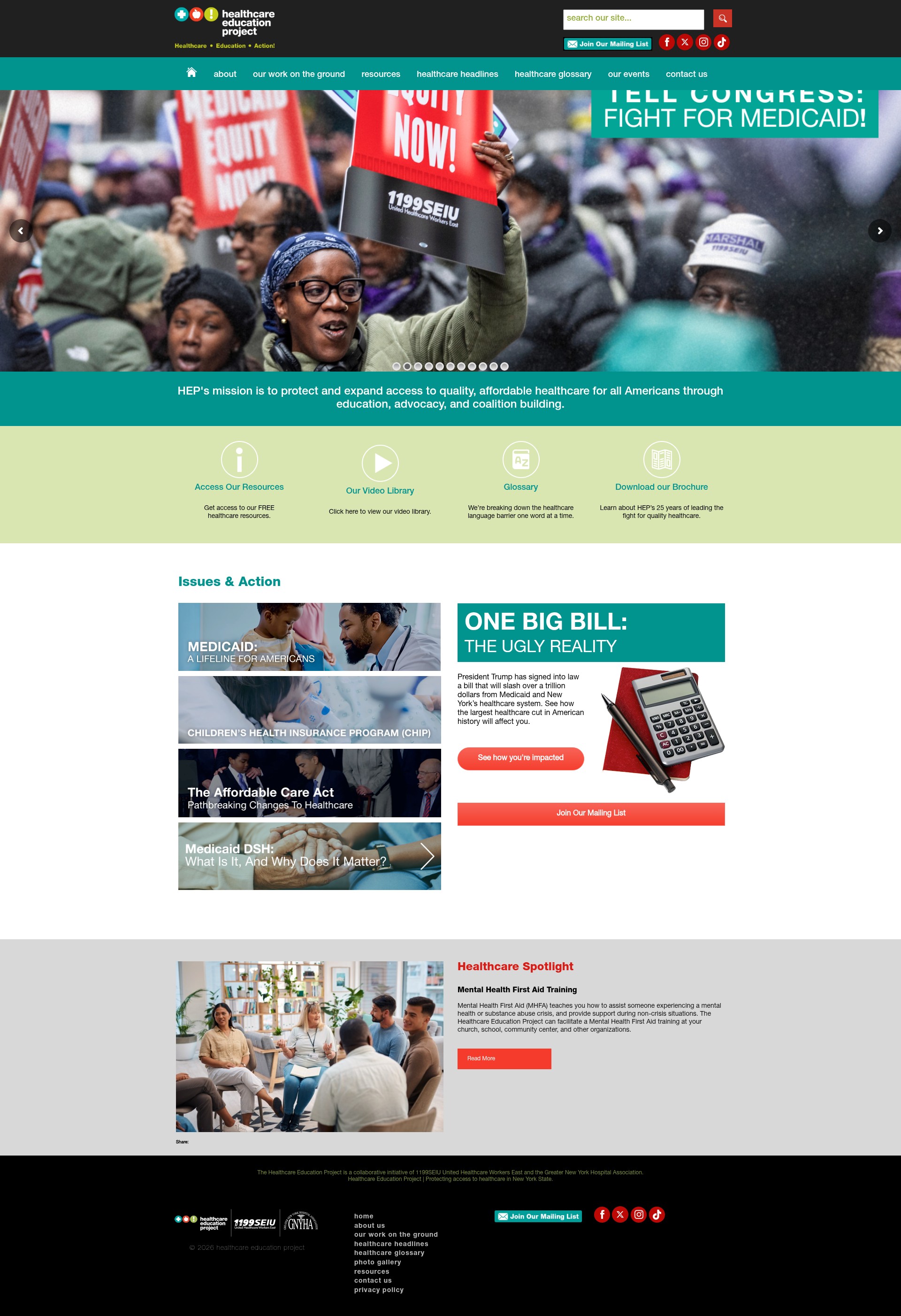 Screenshot of healthcareeducationproject.org