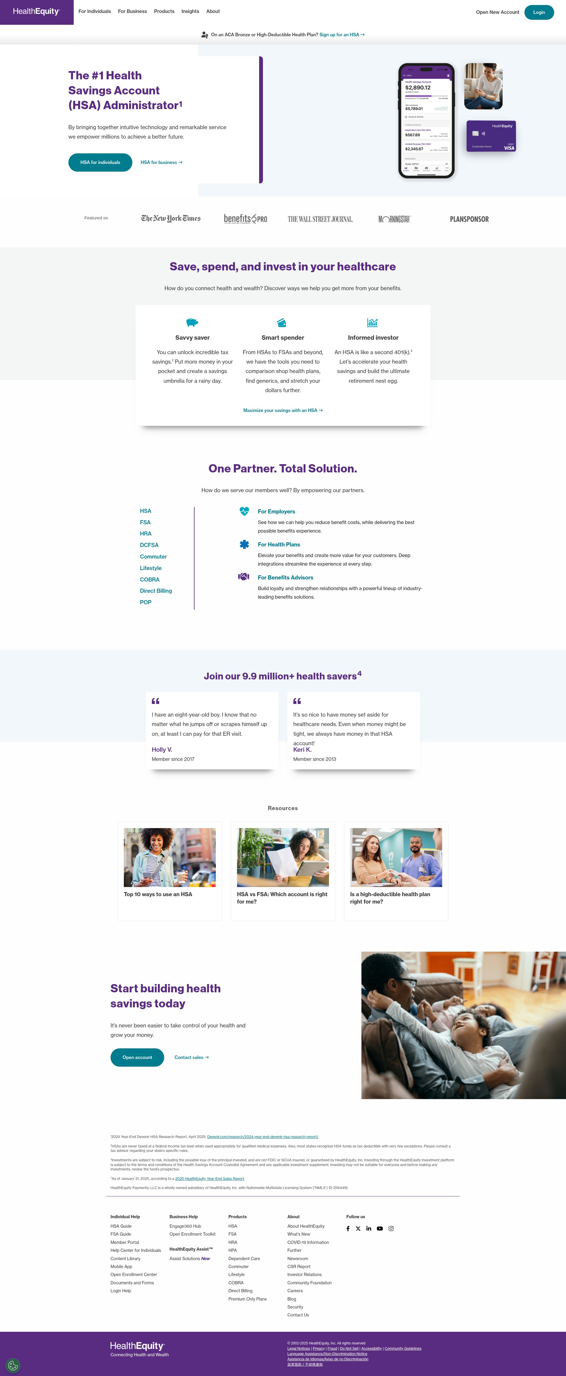 Screenshot of healthequity.com