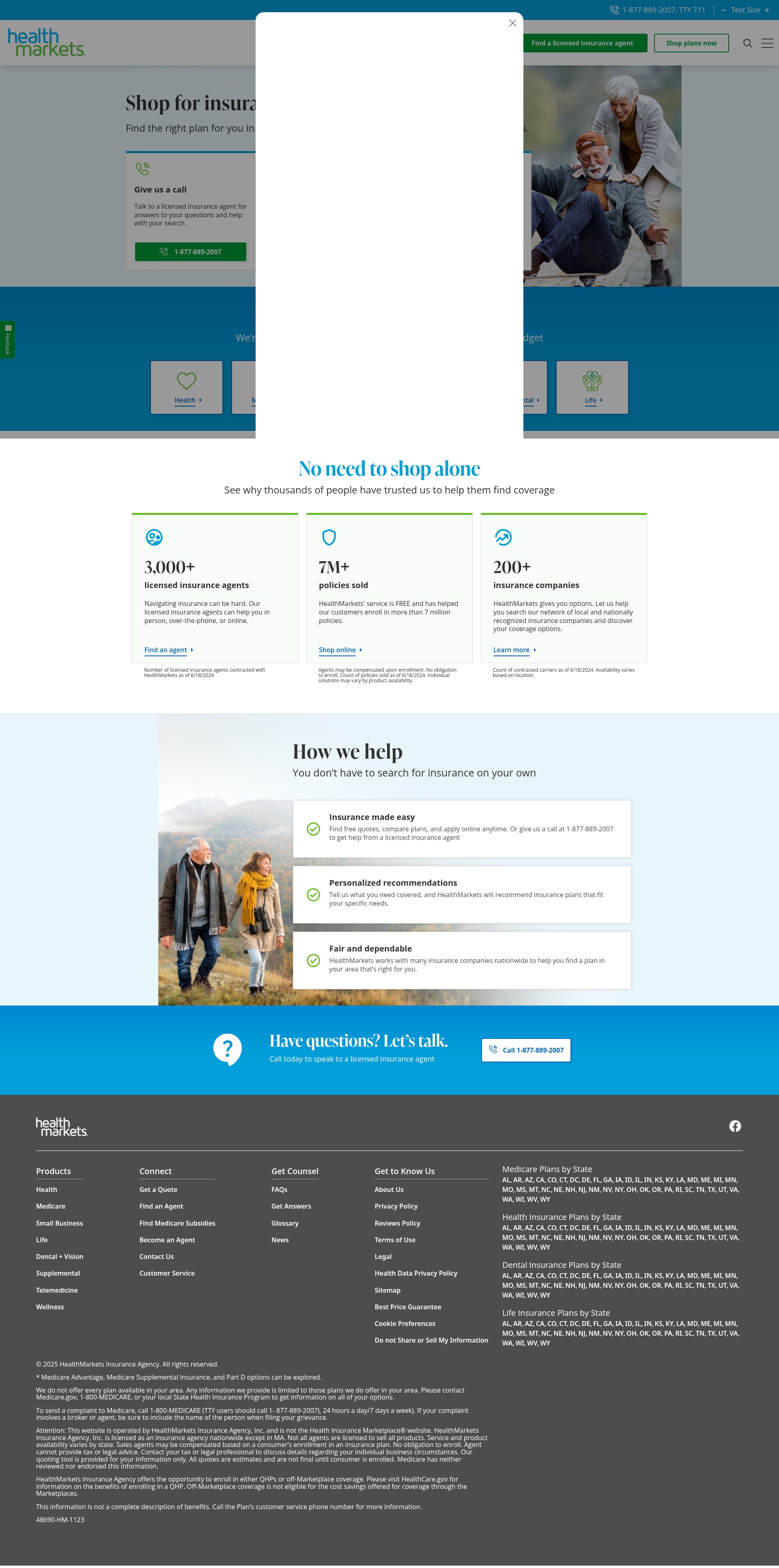 Screenshot of healthmarkets.com