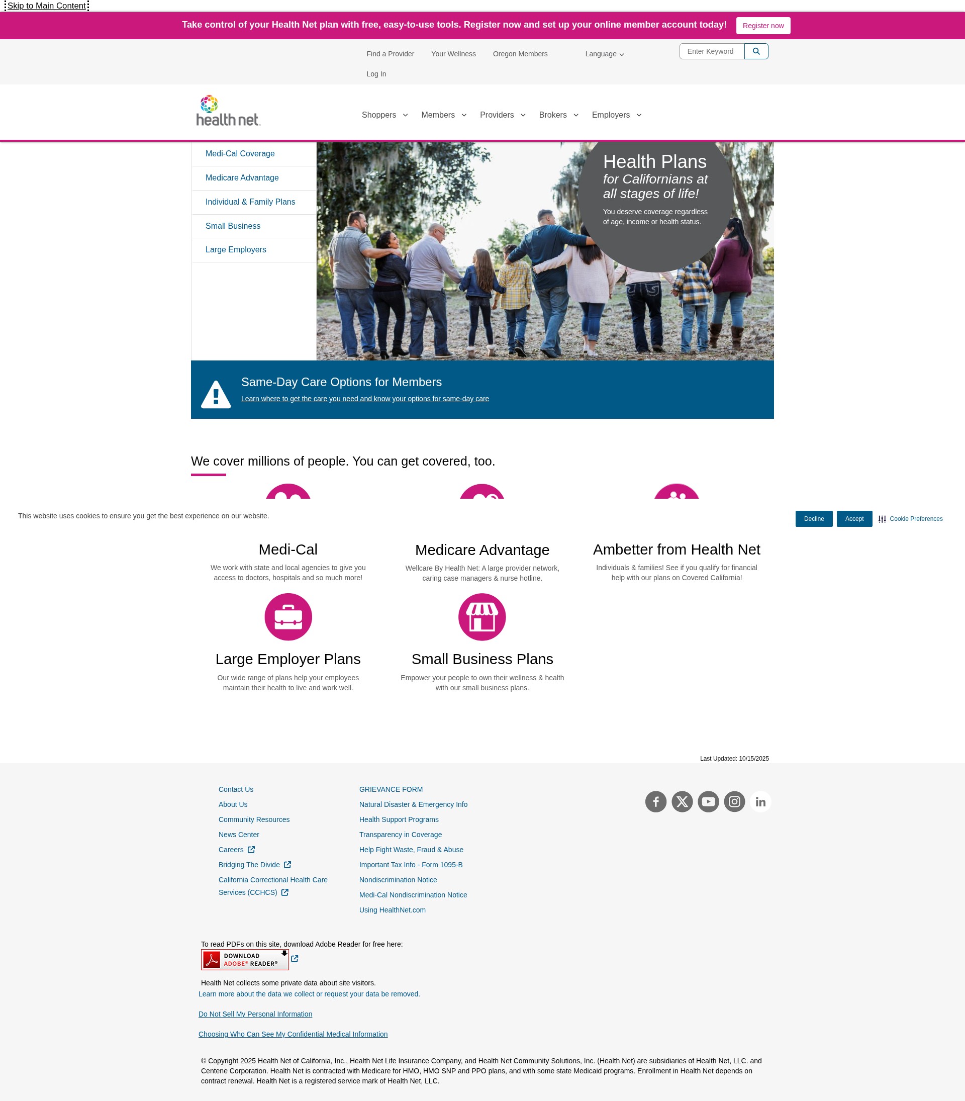 Screenshot of healthnet.com