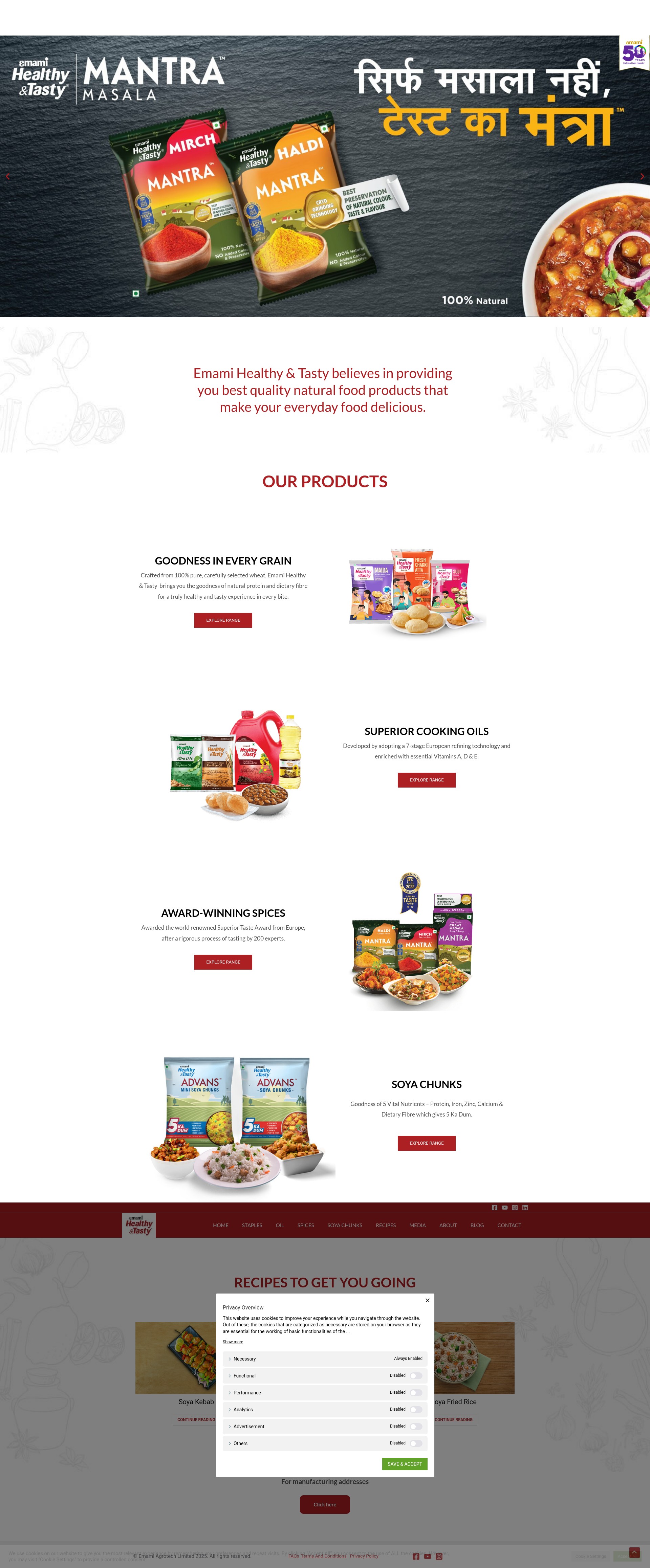 Screenshot of healthyandtastyfoods.com
