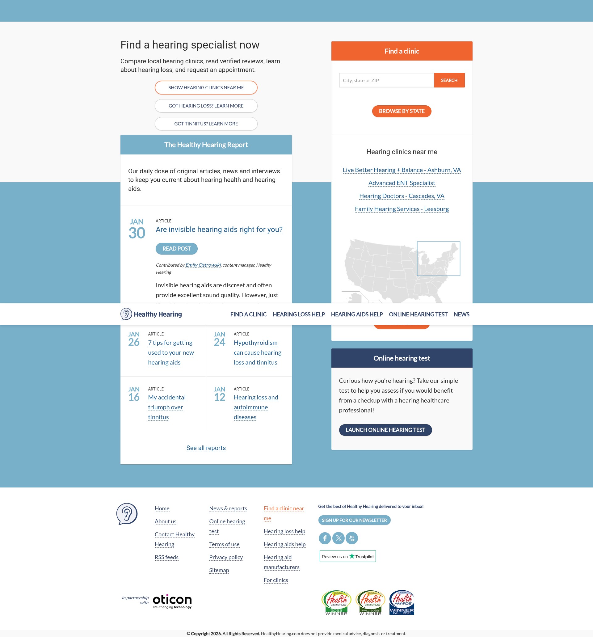 Screenshot of healthyhearing.com