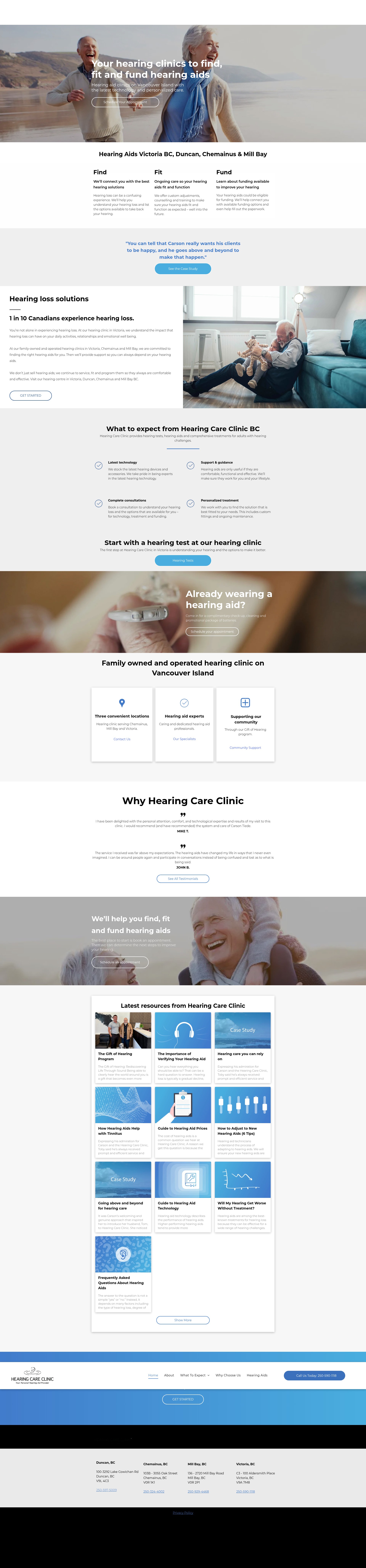 Screenshot of hearingcareclinic.ca