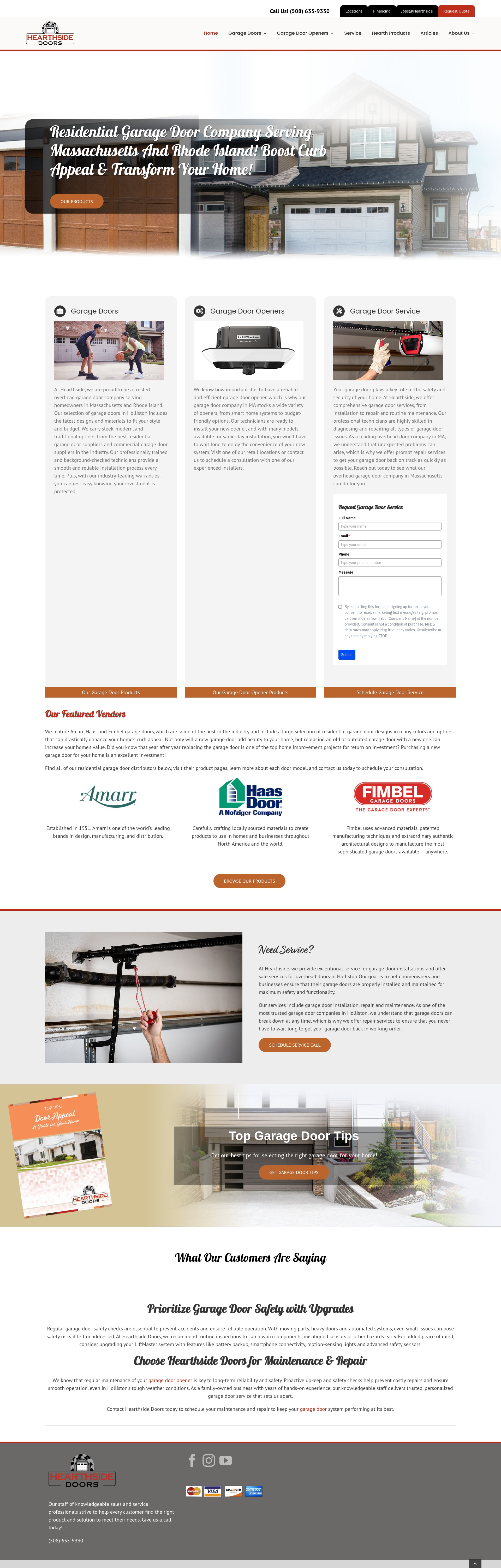 Screenshot of hearthsidedoors.com