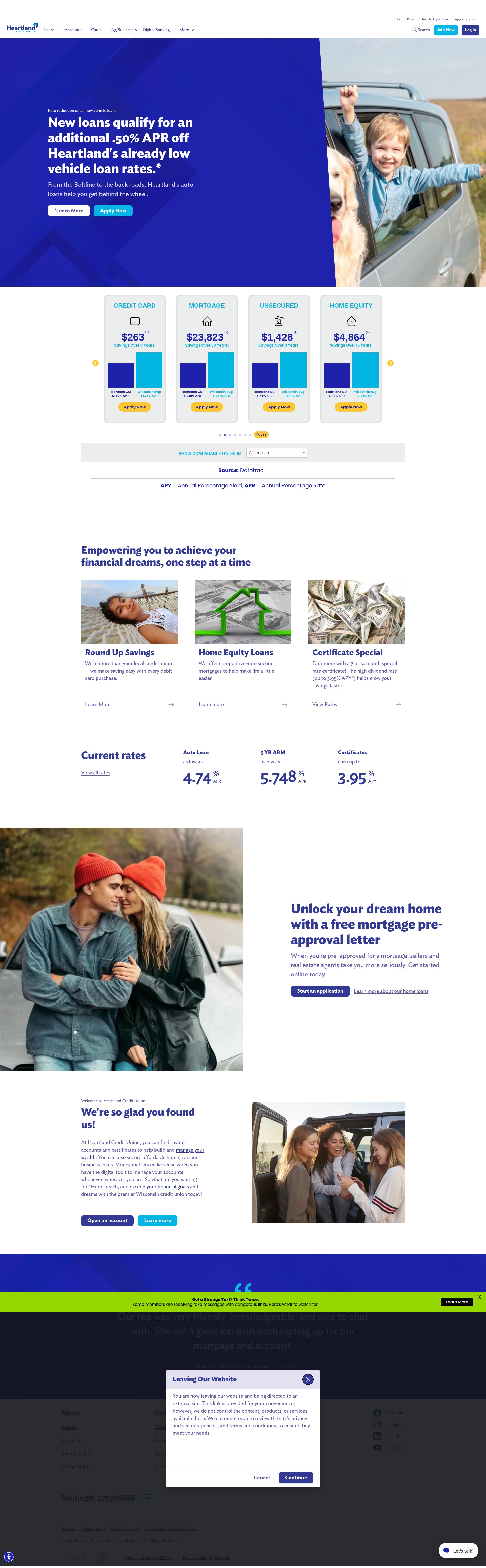 Screenshot of heartlandcu.org
