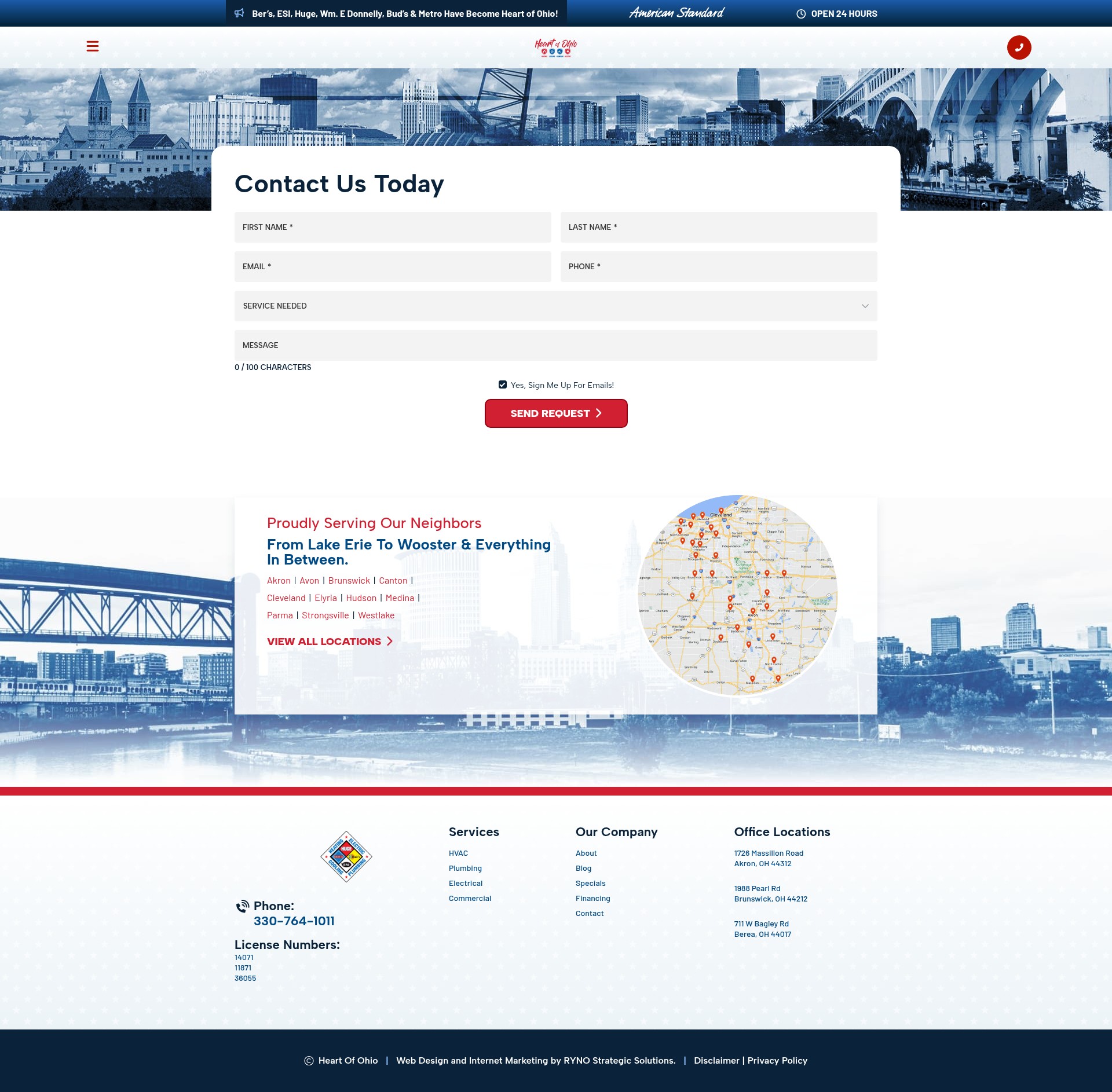 Screenshot of heartofohiohvac.com
