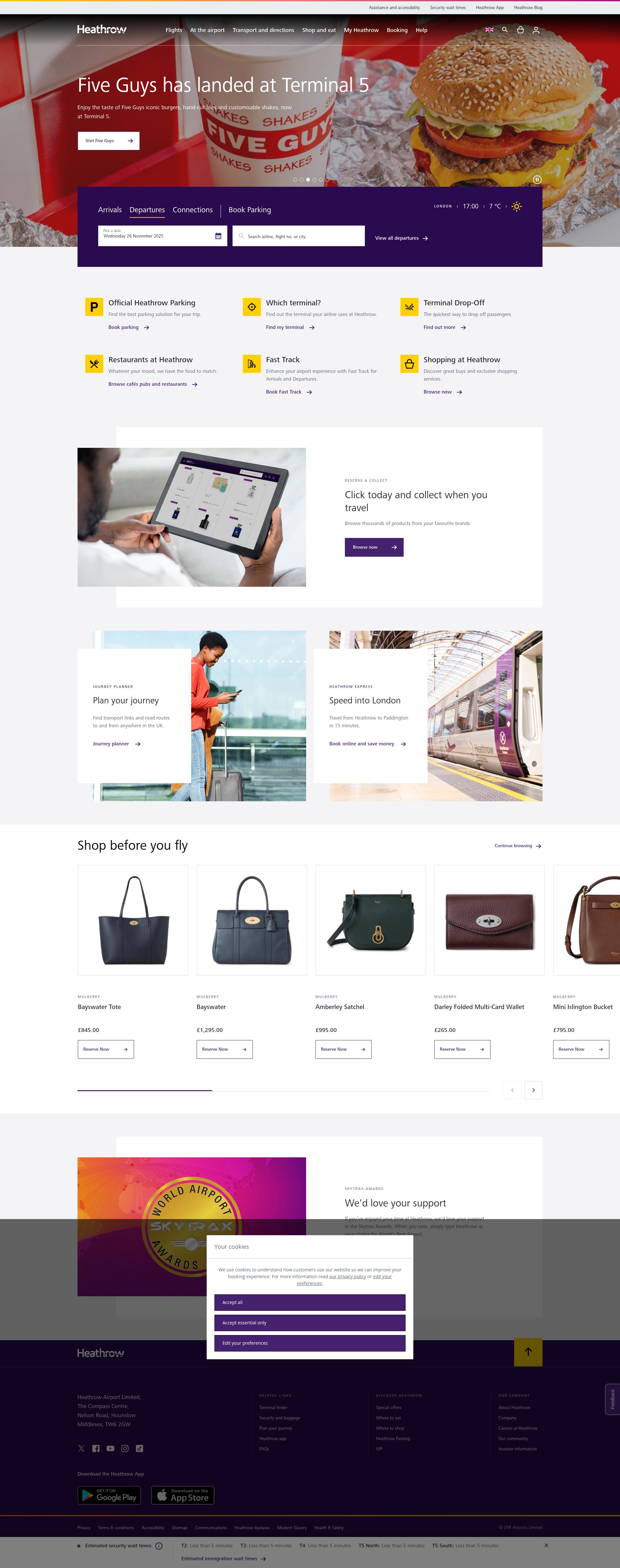 Screenshot of heathrow.com