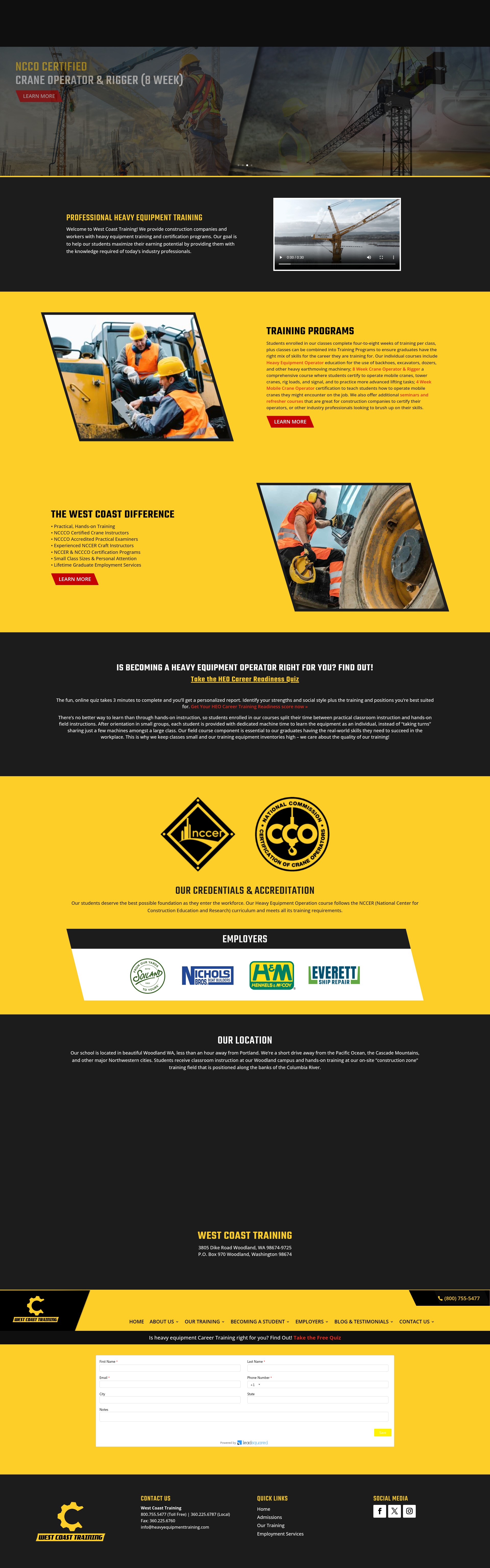 Screenshot of heavyequipmenttraining.com