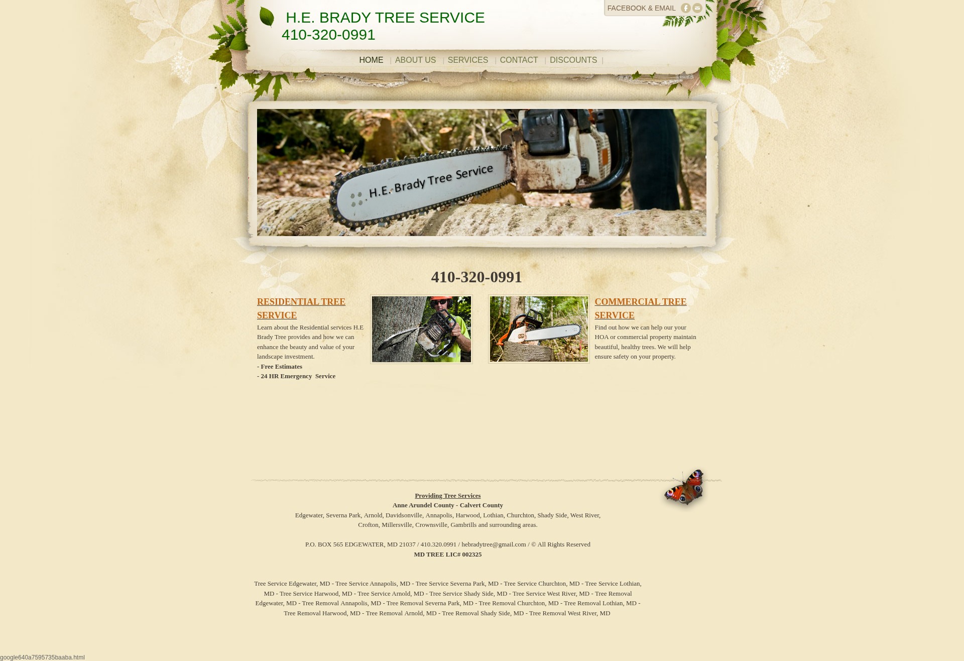 Screenshot of hebradytreeservice.com