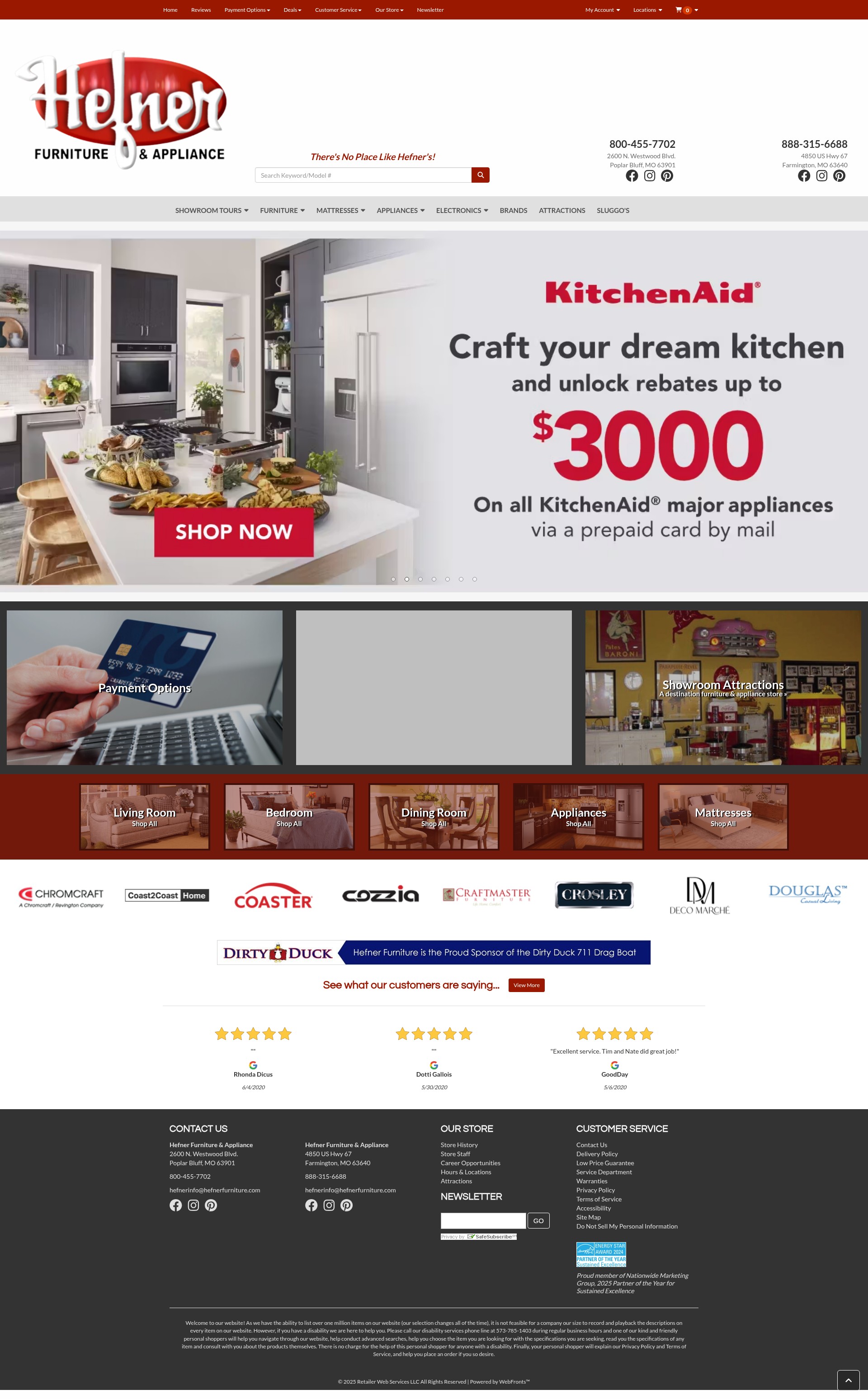 Screenshot of hefnerfurniture.com