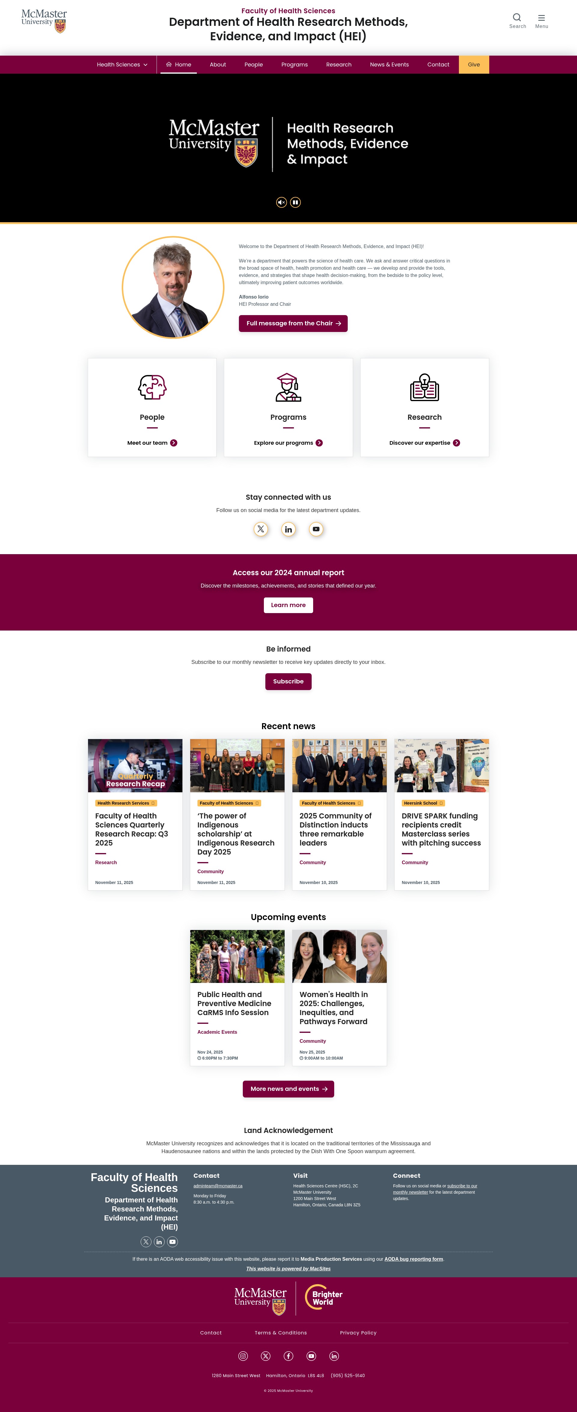 Screenshot of hei.healthsci.mcmaster.ca
