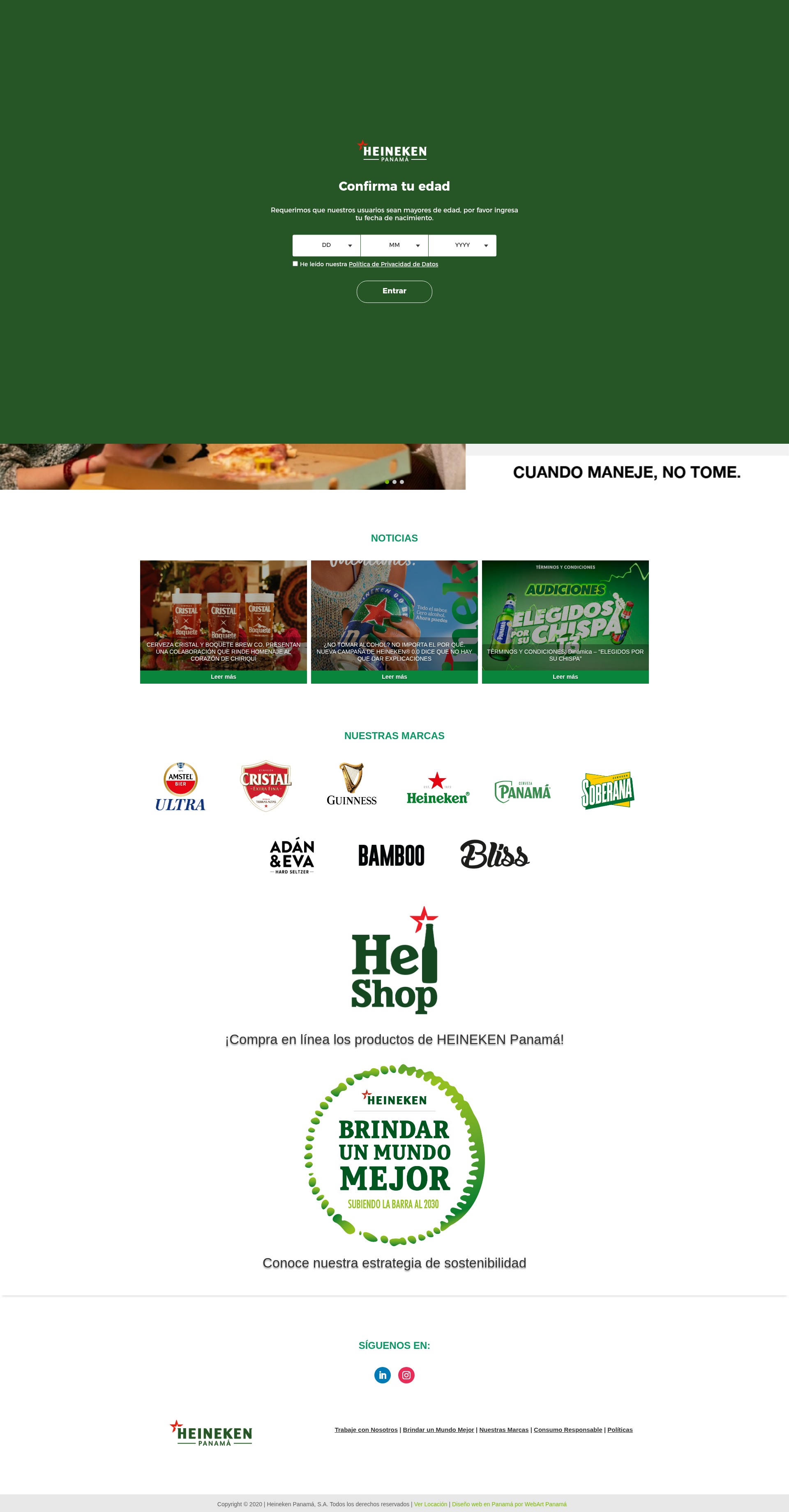 Screenshot of heinekenpanama.com