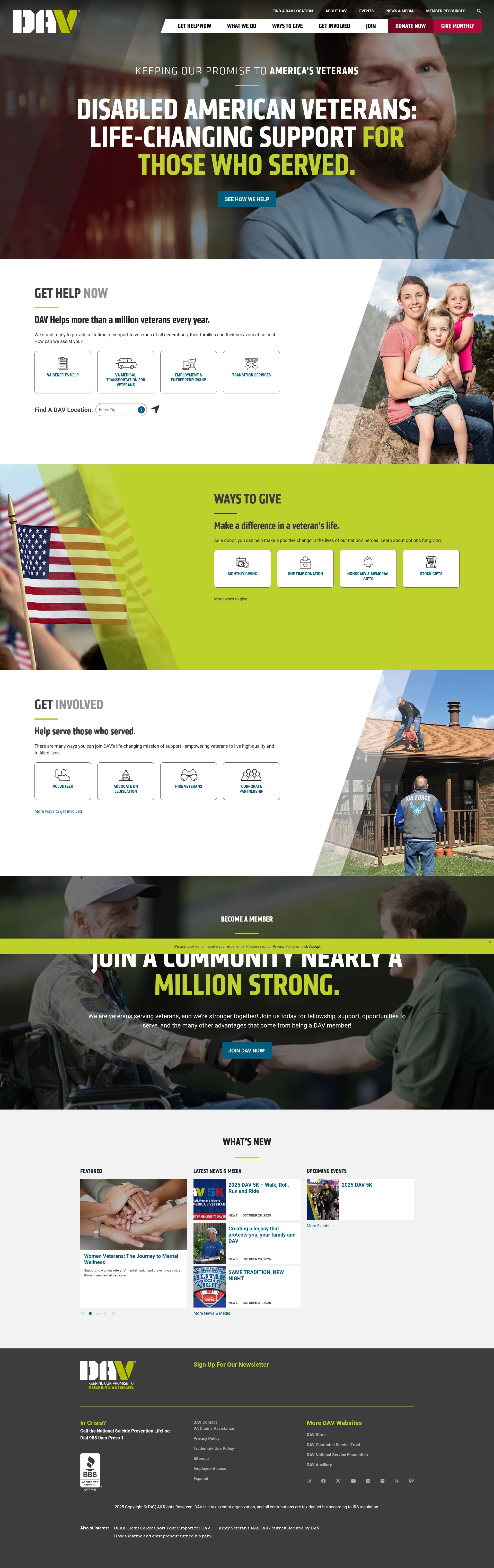 Screenshot of help.dav.org