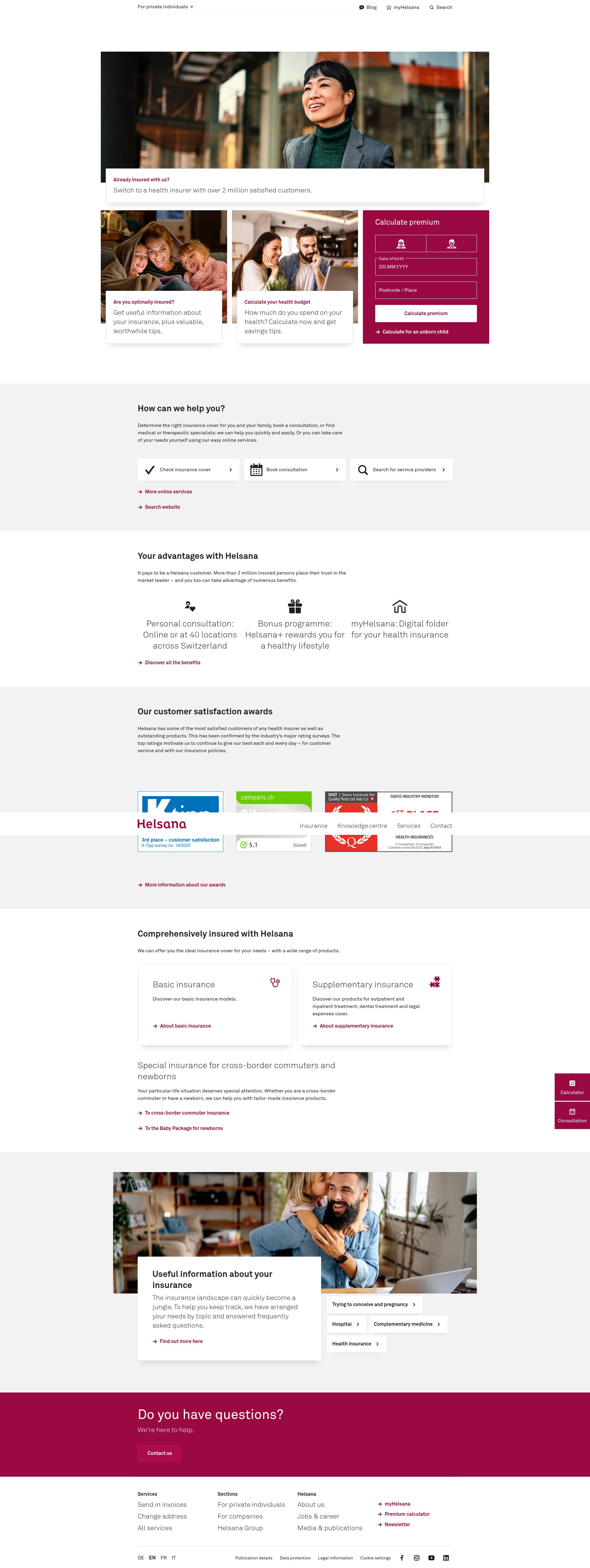 Screenshot of helsana.ch