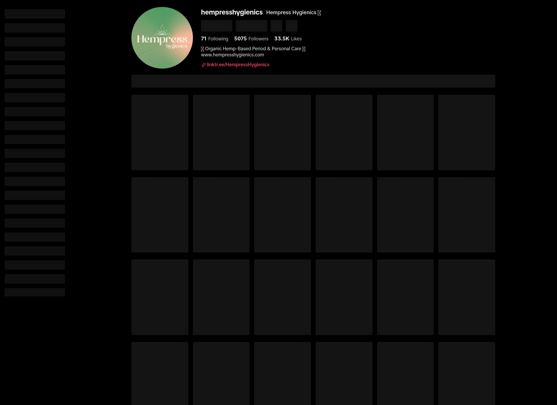 Screenshot of hempresshygienics.com