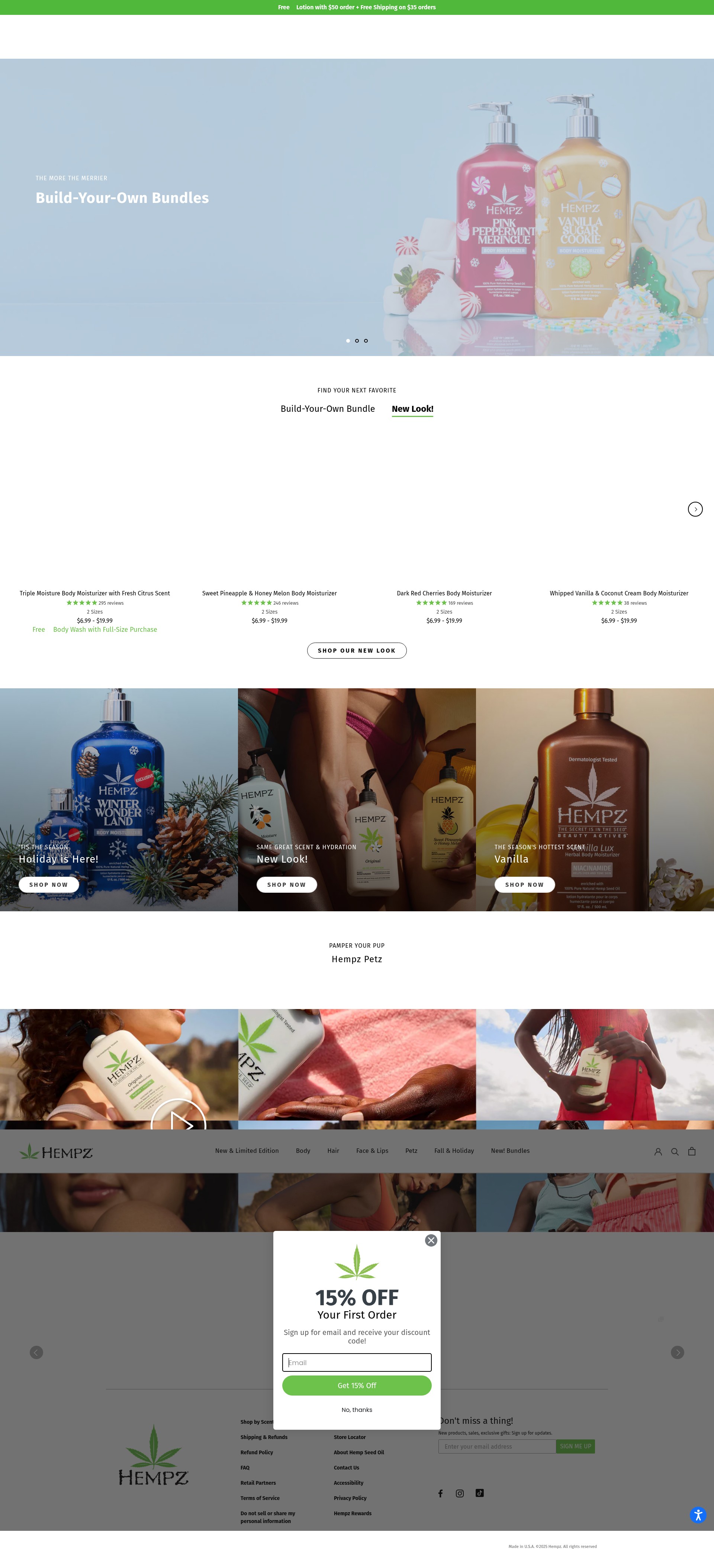 Screenshot of hempz.com