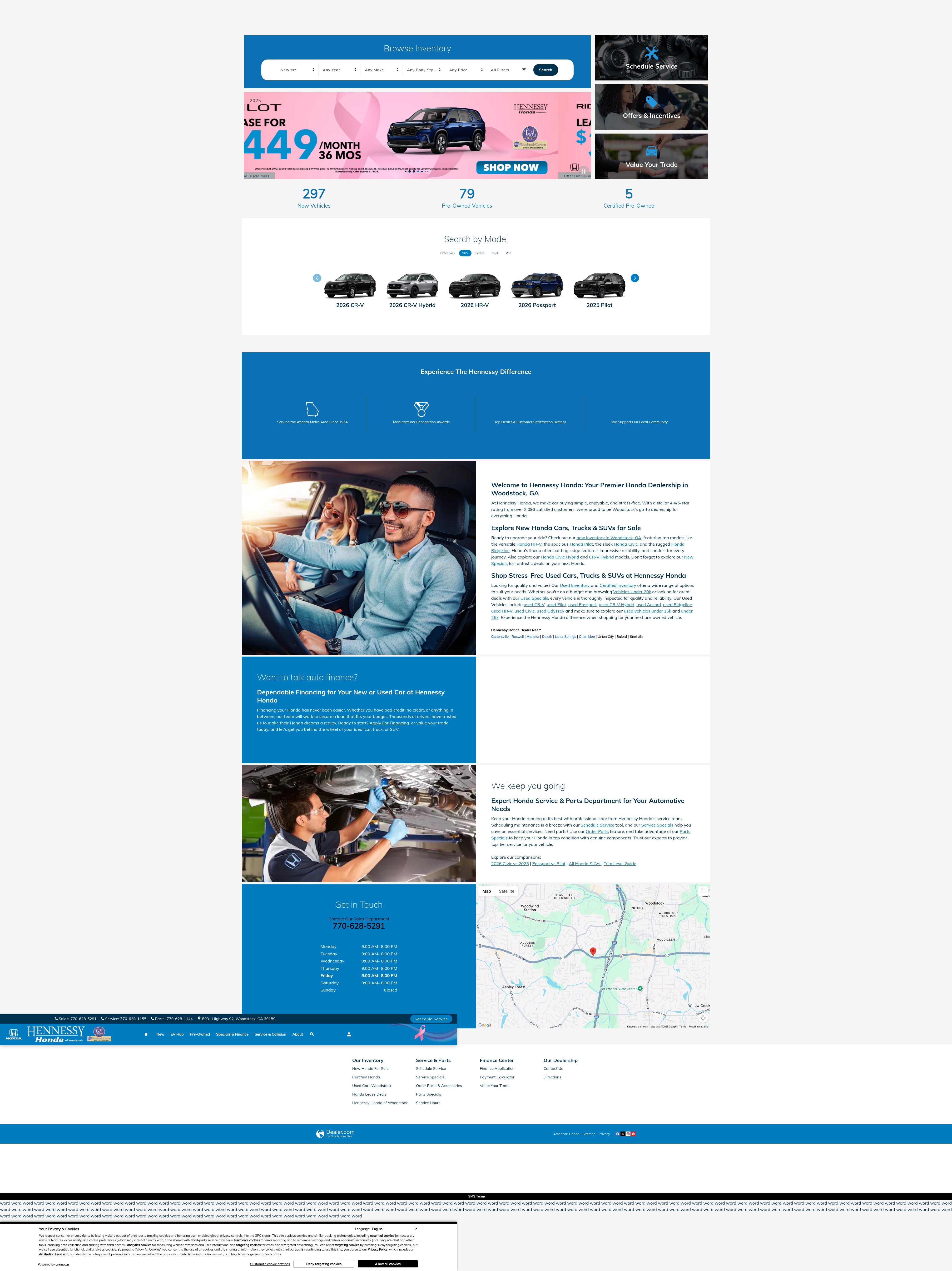 Screenshot of hennessyhonda.com